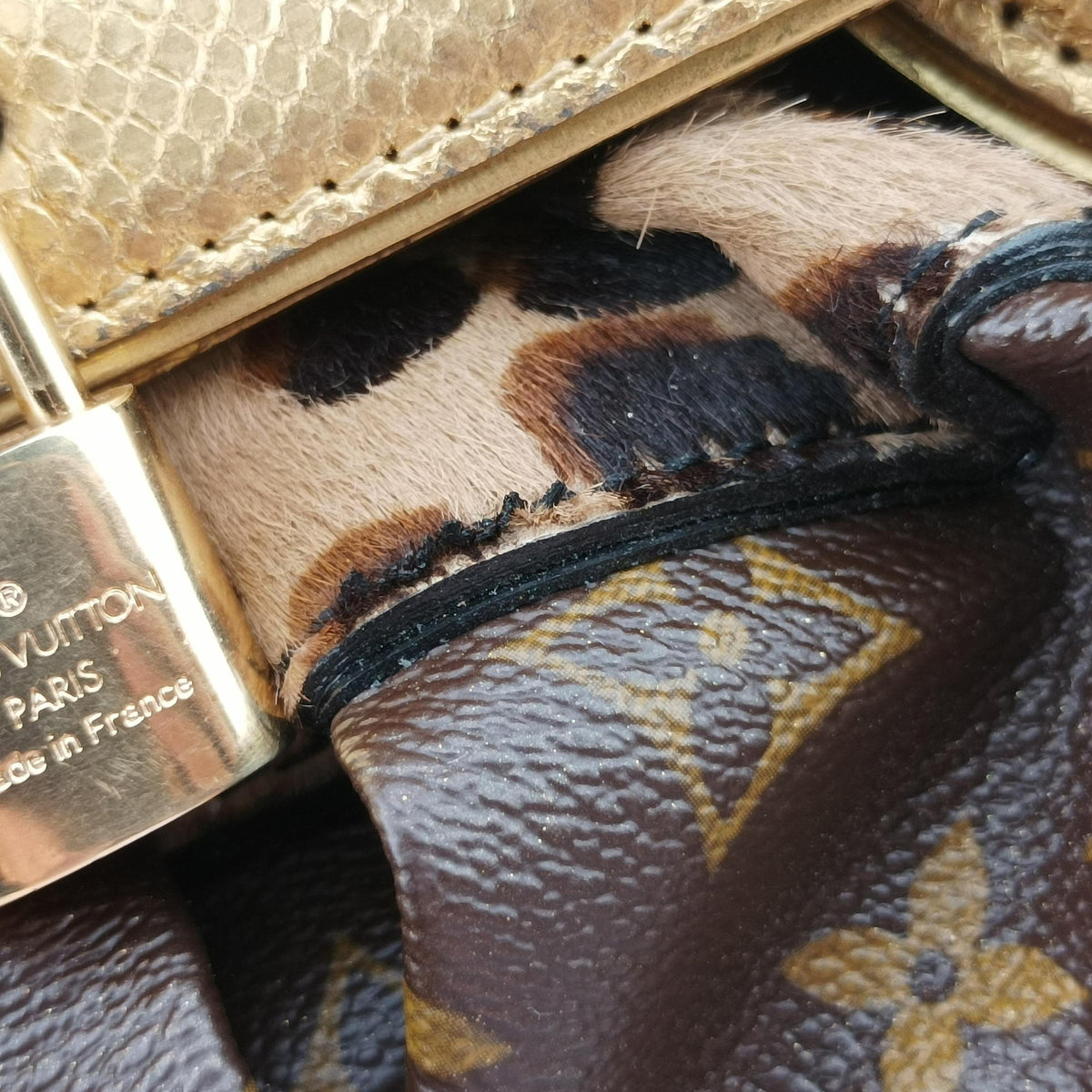 Pre-owned Louis Vuitton Leopard steamer bag Brown x Multi Monogram Canvas x ponyhair  shoulderbag | stylenewstar