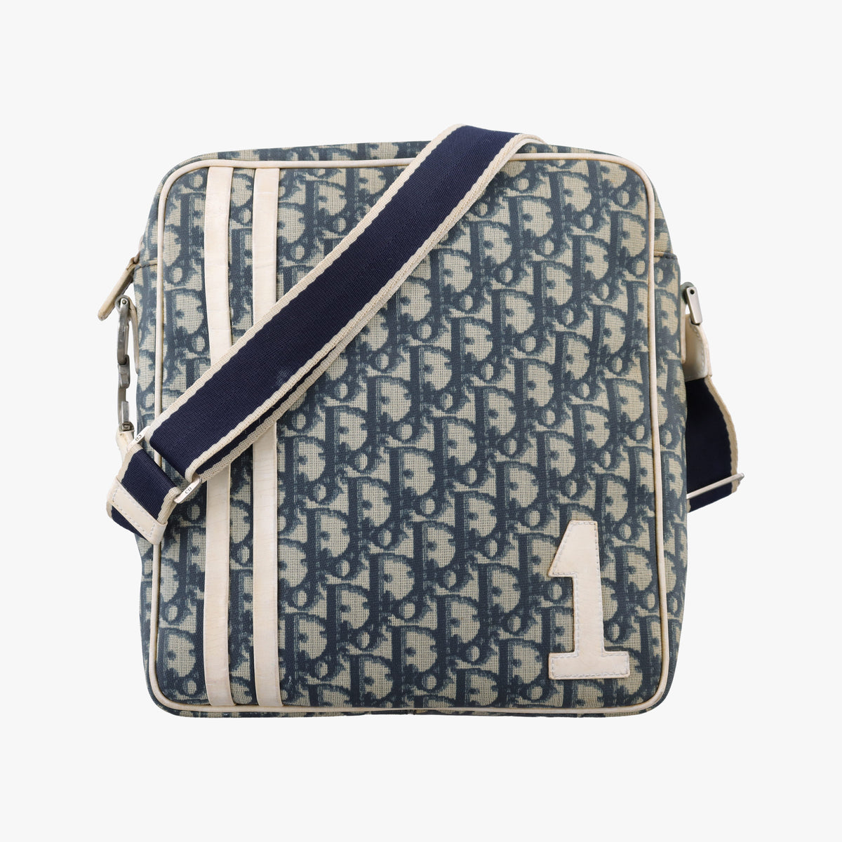 Pre-owned Christian Dior Trotter Blue Coated Canvas Leather  shoulderbag | stylenewstar