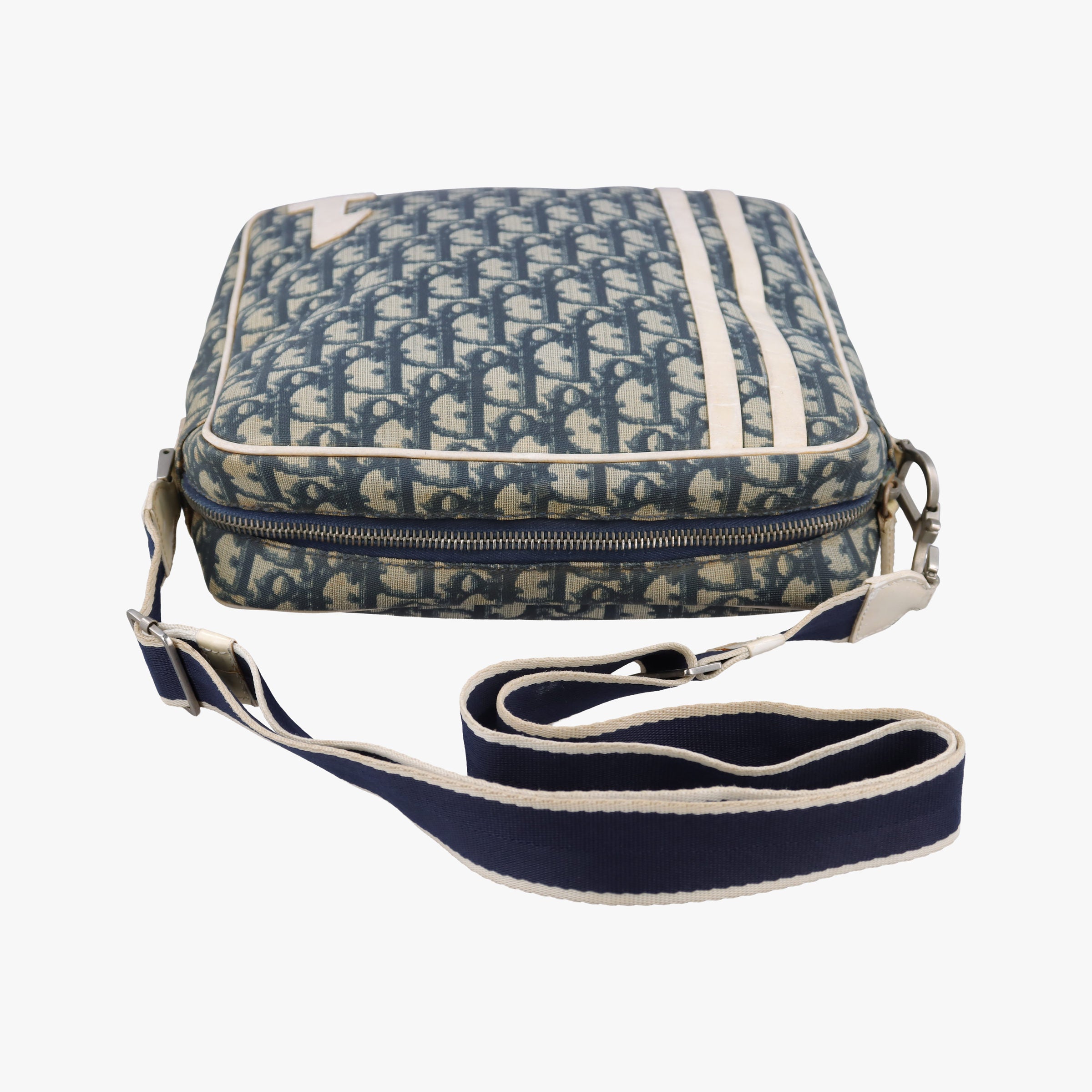 Pre-owned Christian Dior Trotter Blue Coated Canvas Leather  shoulderbag | stylenewstar