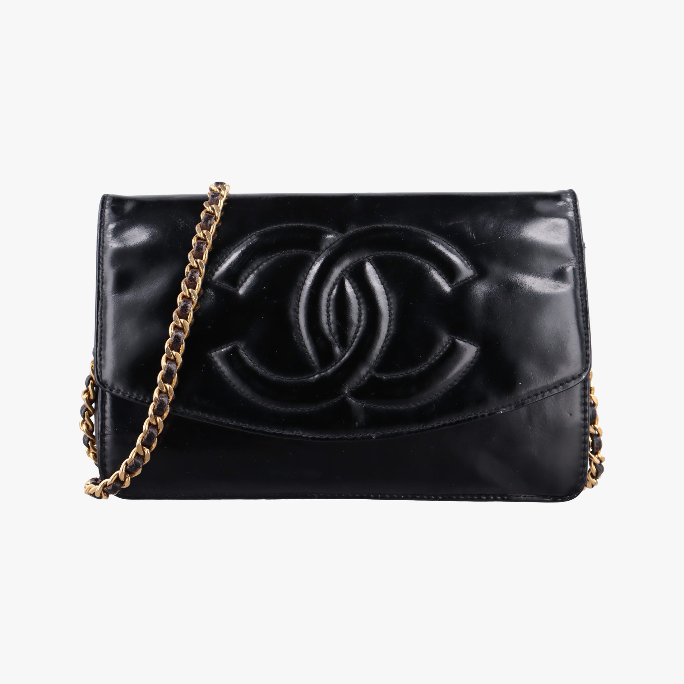 Pre-owned Chanel CocoMark Black Patent leather A05281 shoulderbag | stylenewstar