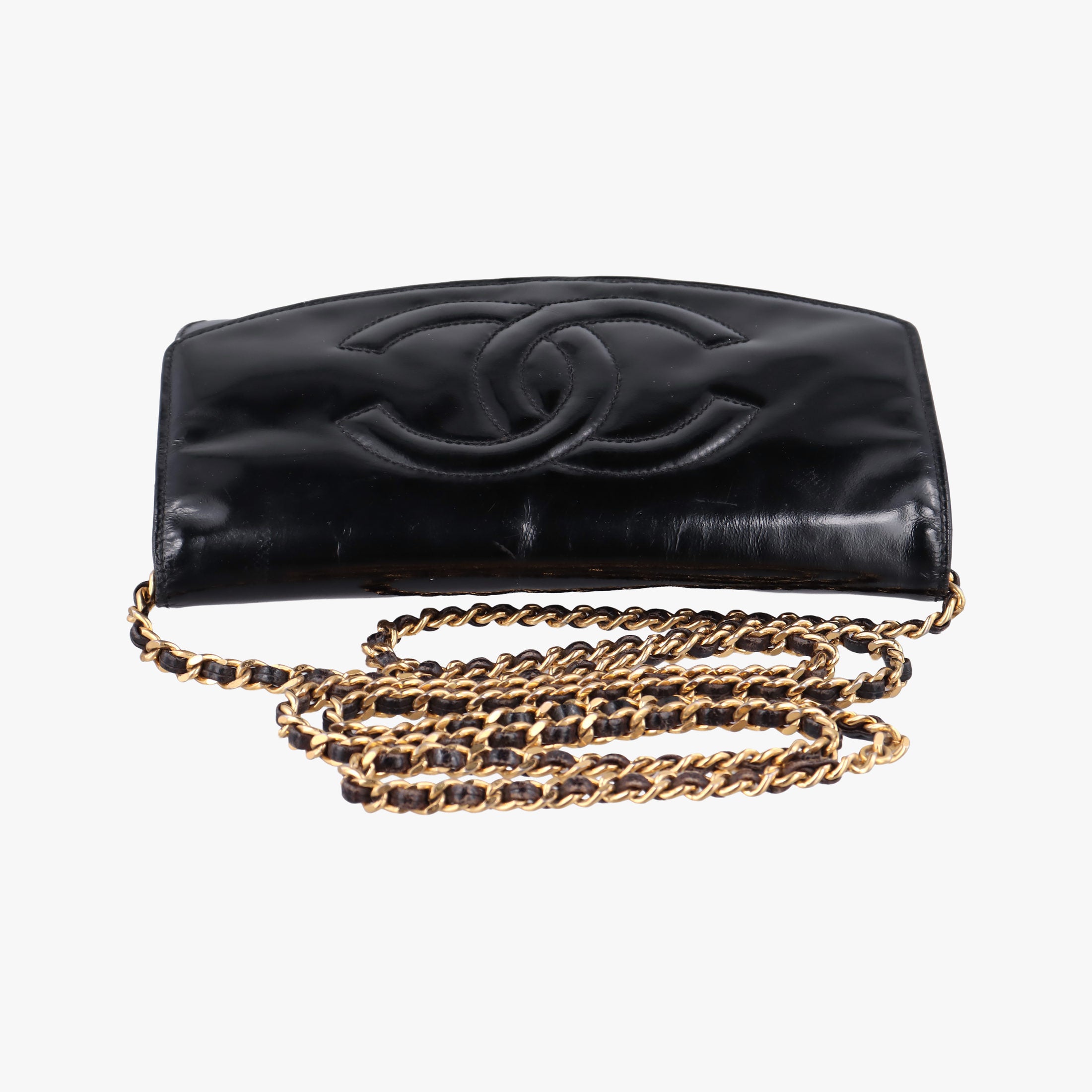 Pre-owned Chanel CocoMark Black Patent leather A05281 shoulderbag | stylenewstar