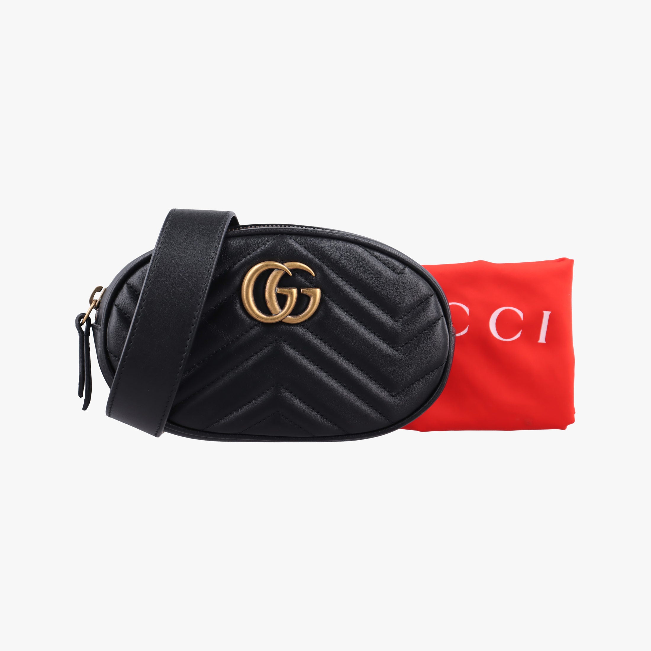 Secondhand Gucci GG Marmont Black Leather 476434 bum bag/waist bag | stylenewstar