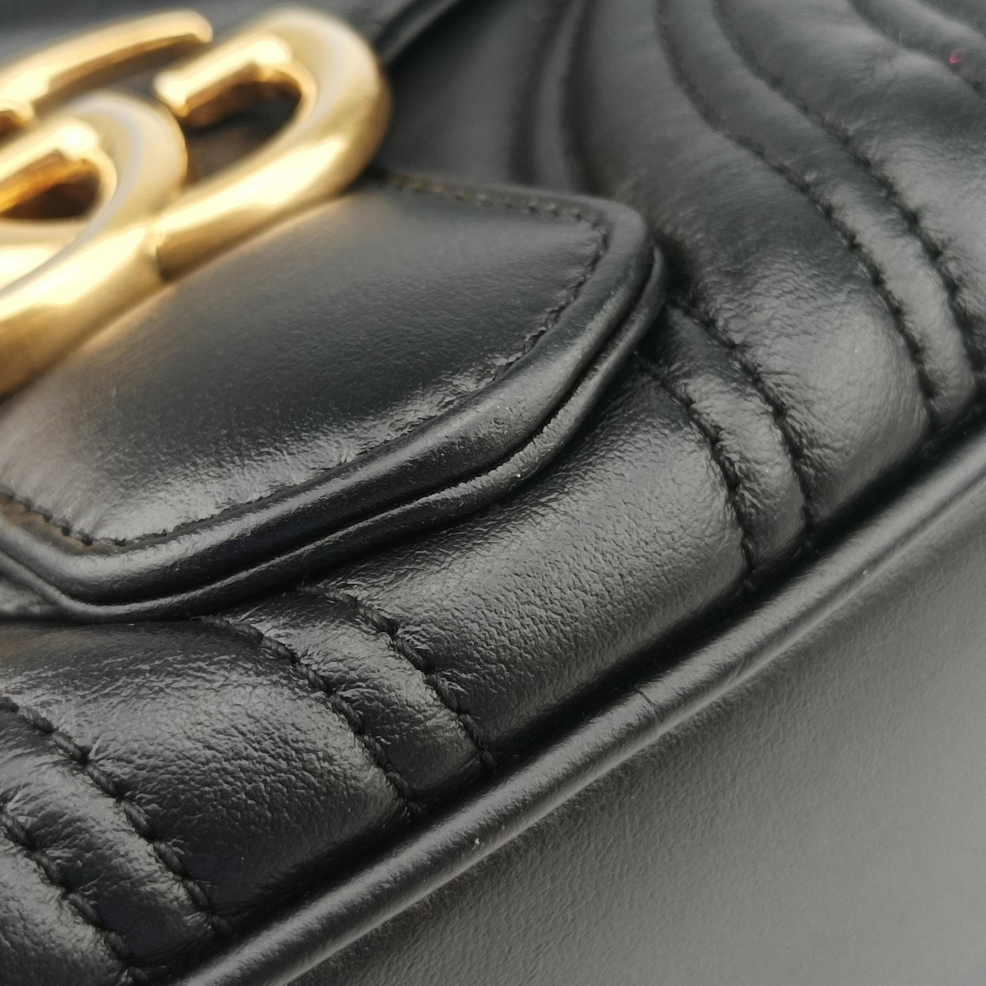 Vintage Gucci GG Marmont Black Leather 498100 shoulderbag | stylenewstar