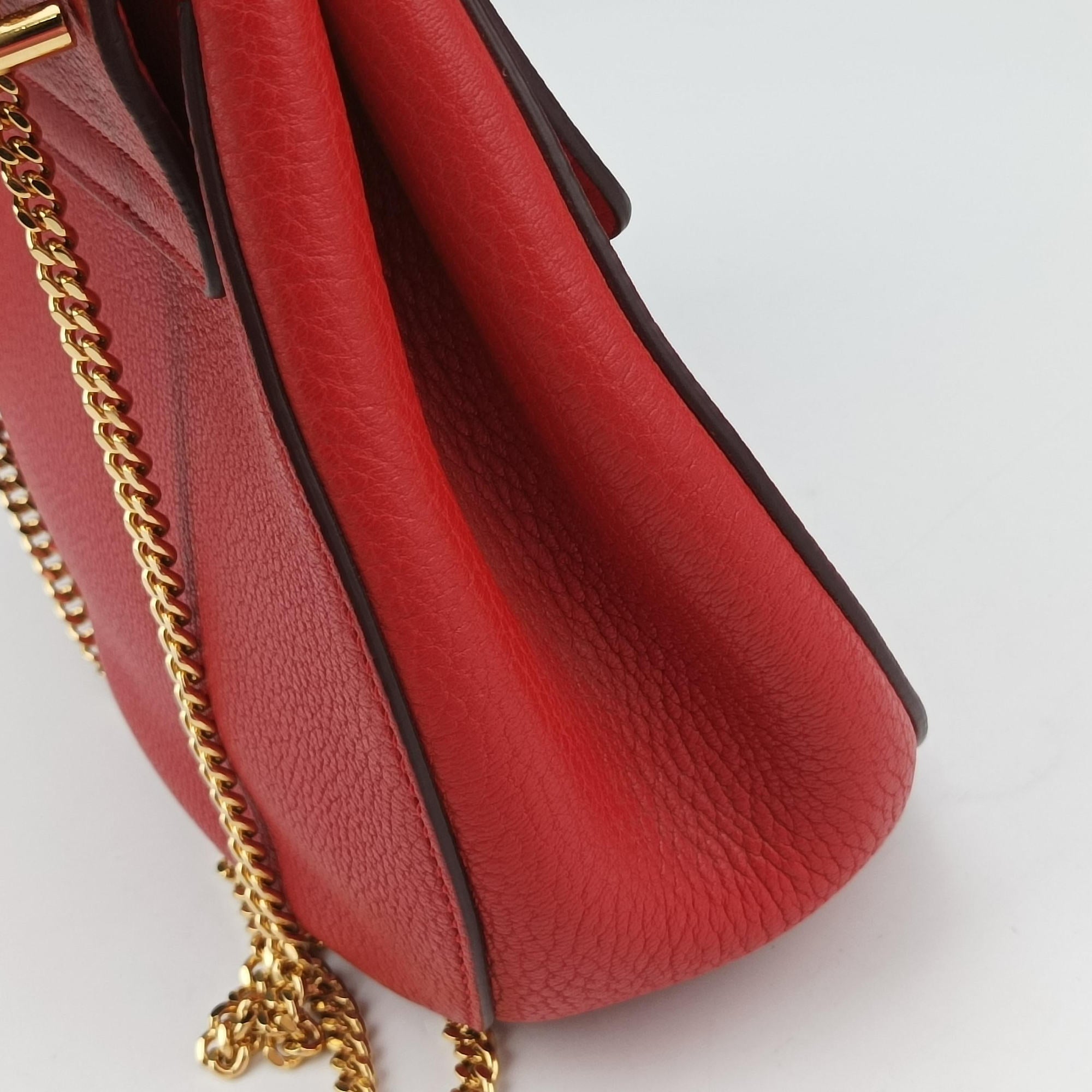 Pre-owned Chloe DREW Red Leather  shoulderbag | stylenewstar