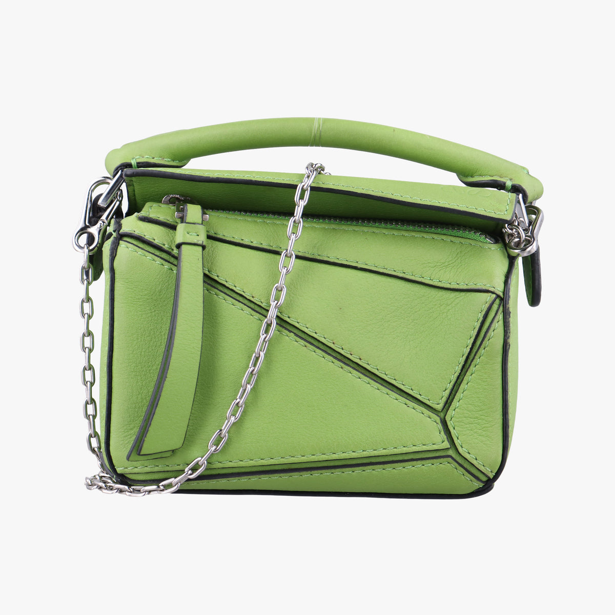 Pre-owned Loewe Puzzle Nano Green Leather  shoulderbag | stylenewstar