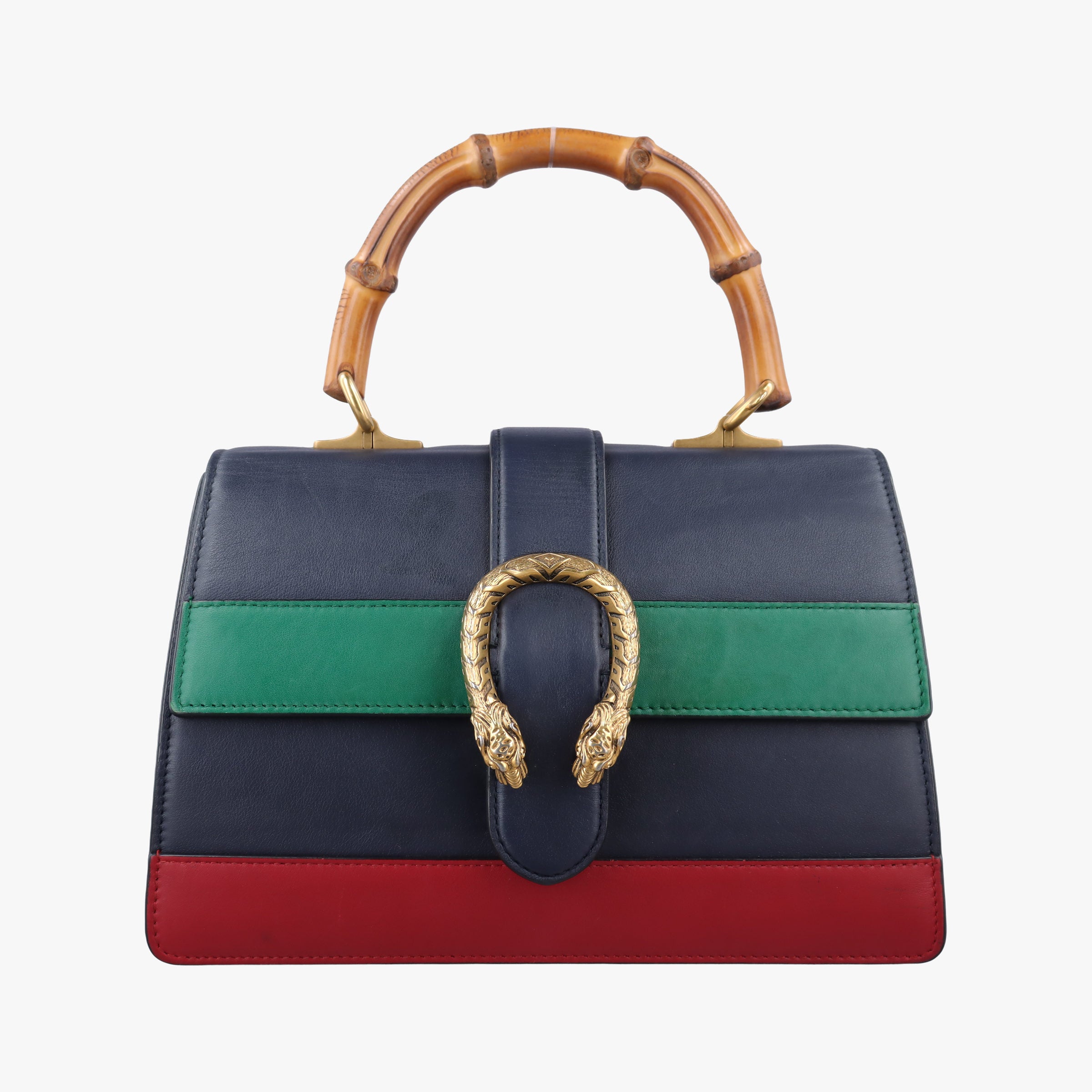 Pre-owned Gucci Dionysus Navy×green×red Leather 448075 handbag | stylenewstar