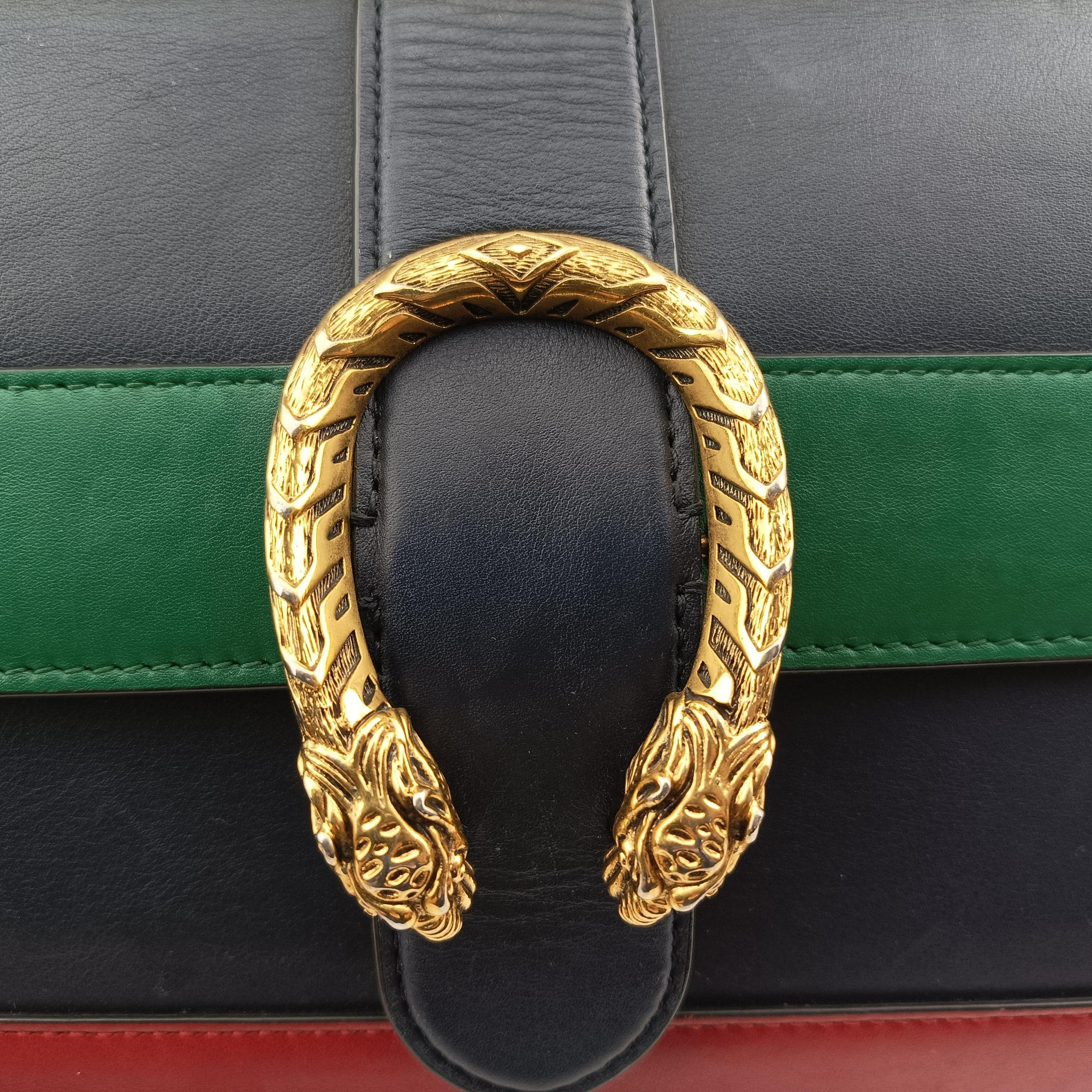 Pre-owned Gucci Dionysus Navy×green×red Leather 448075 handbag | stylenewstar
