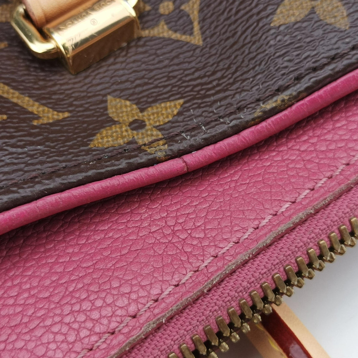 Secondhand Louis Vuitton PALLAS brown×Rose Bruyere Monogram Canvas×calf leather M43705 shoulderbag | stylenewstar