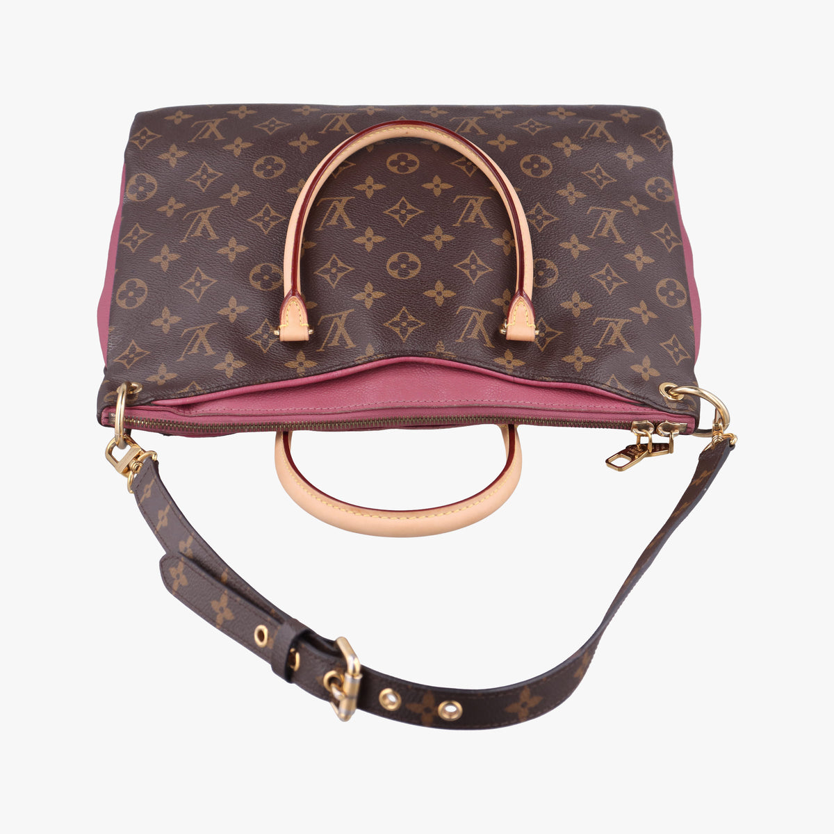 Secondhand Louis Vuitton PALLAS brown×Rose Bruyere Monogram Canvas×calf leather M43705 shoulderbag | stylenewstar
