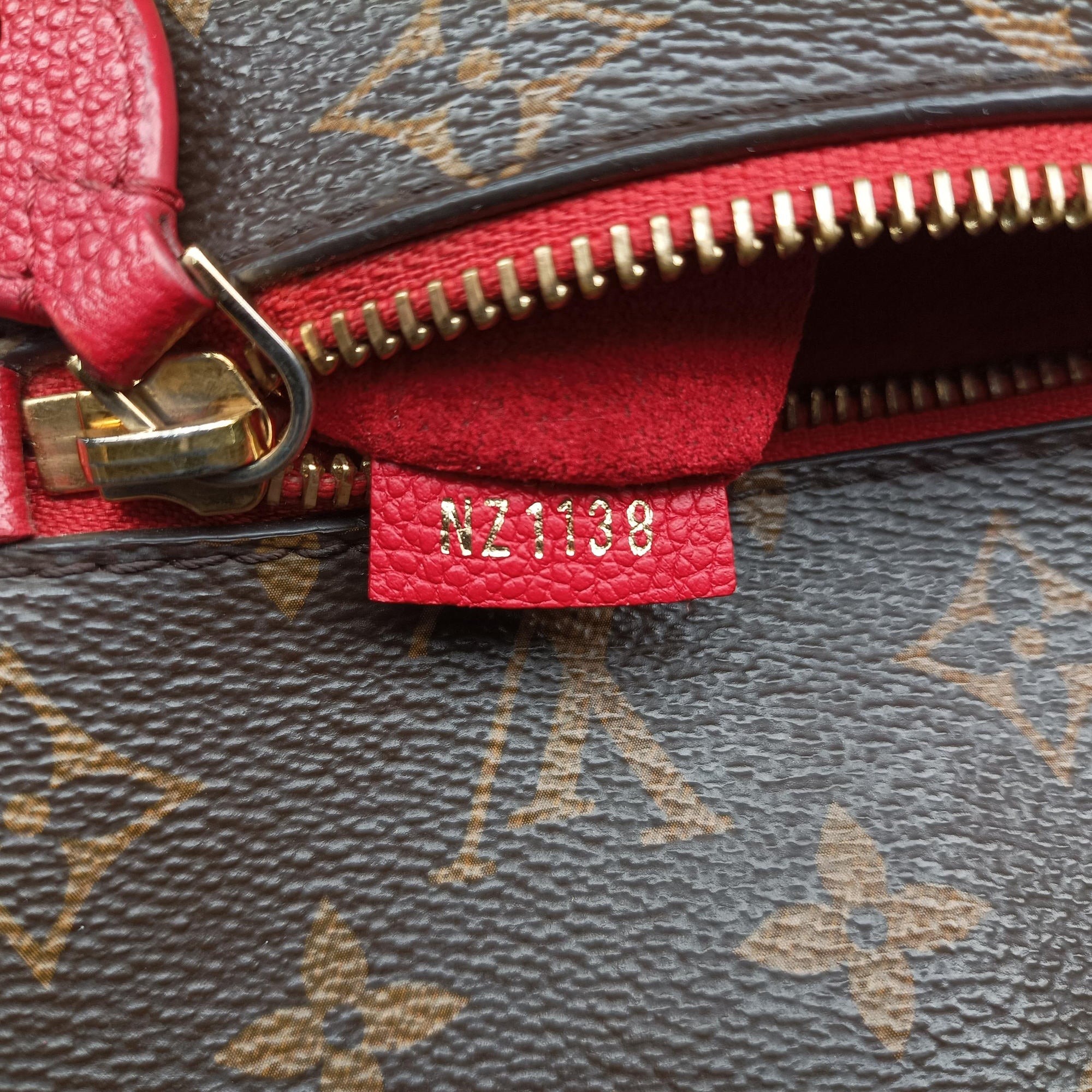 Pre-owned Louis Vuitton Popincourt PM Brown×Red Monogram canvas×calfskin leather M43433 shoulderbag | stylenewstar