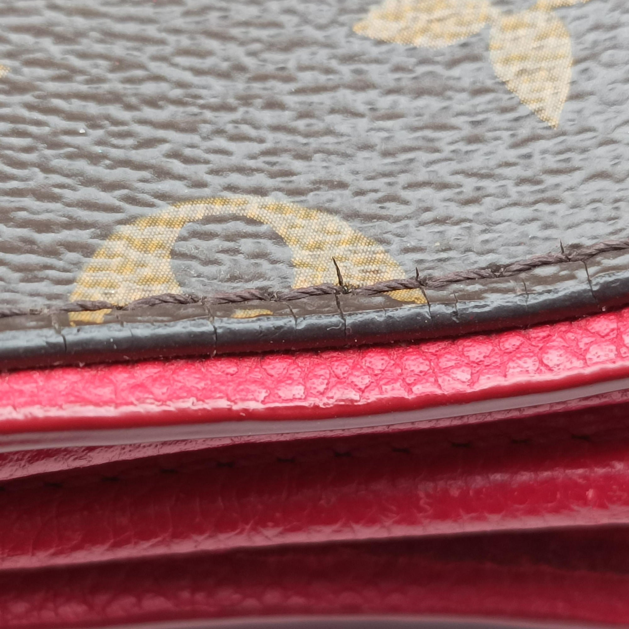 Pre-owned Louis Vuitton Popincourt PM Brown×Red Monogram canvas×calfskin leather M43433 shoulderbag | stylenewstar