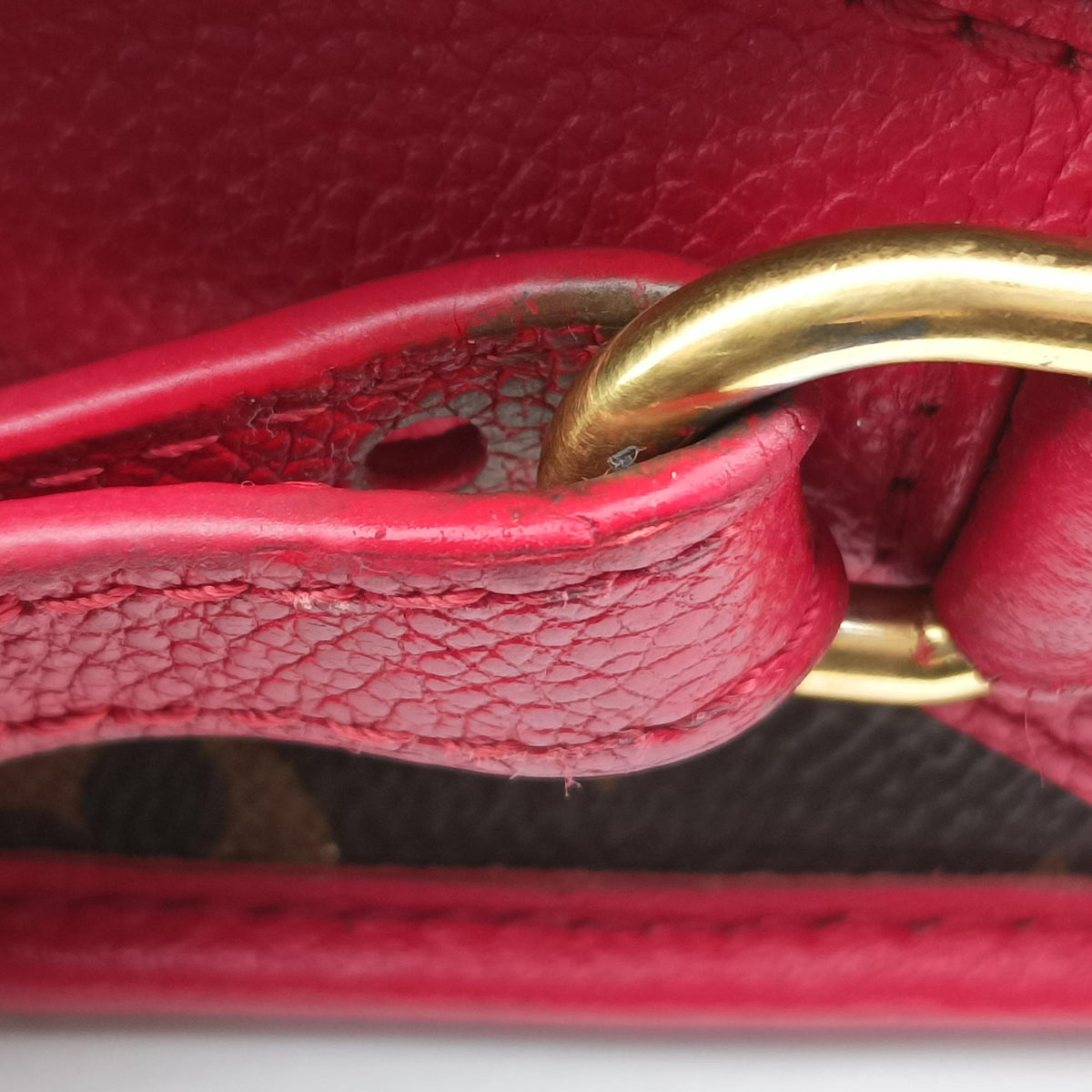 Pre-owned Louis Vuitton Popincourt PM Brown×Red Monogram canvas×calfskin leather M43433 shoulderbag | stylenewstar