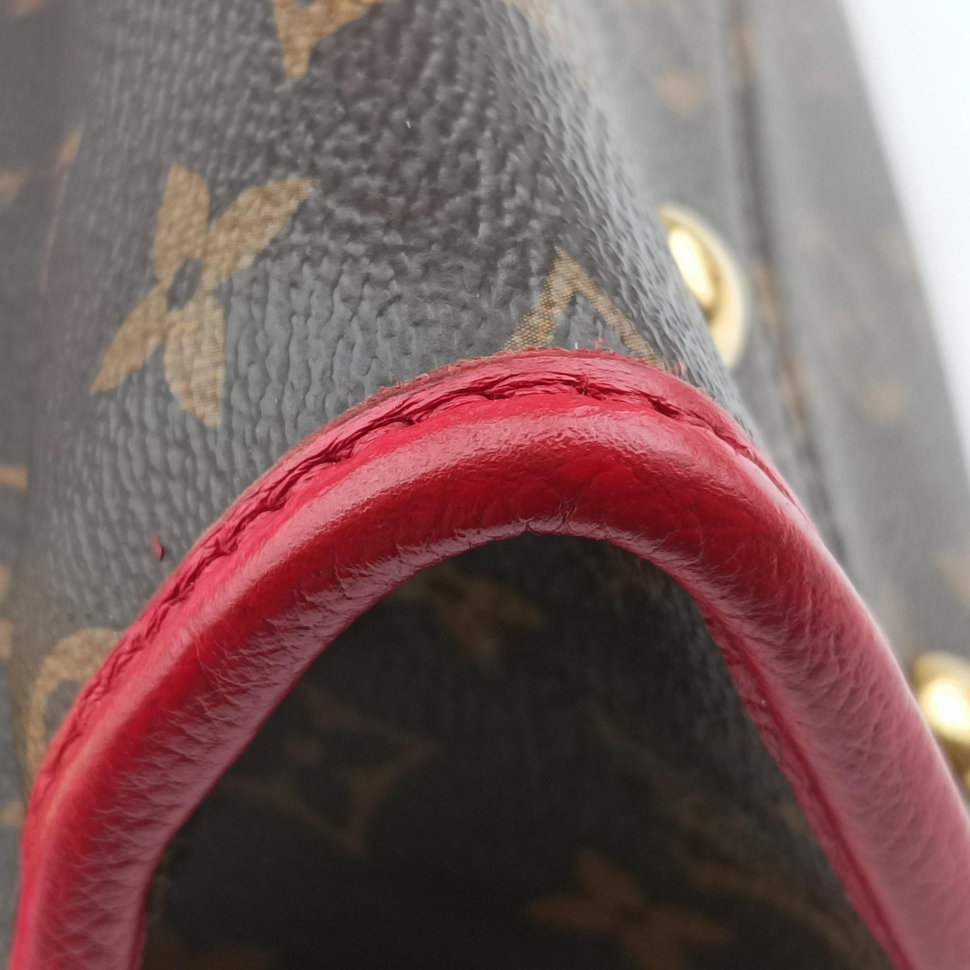 Pre-owned Louis Vuitton Popincourt PM Brown×Red Monogram canvas×calfskin leather M43433 shoulderbag | stylenewstar