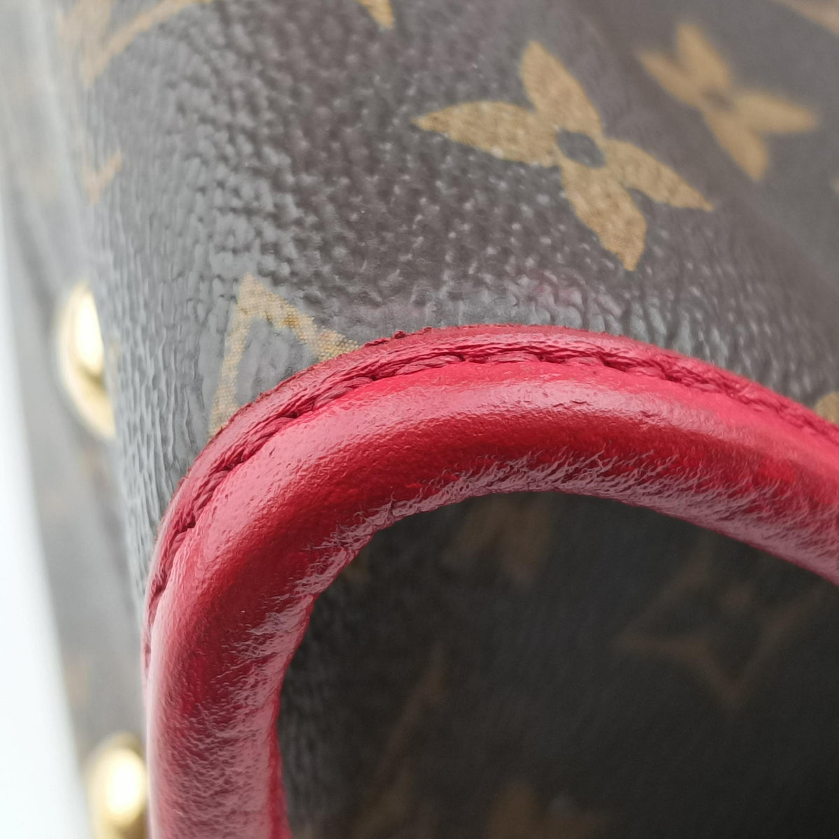 Pre-owned Louis Vuitton Popincourt PM Brown×Red Monogram canvas×calfskin leather M43433 shoulderbag | stylenewstar