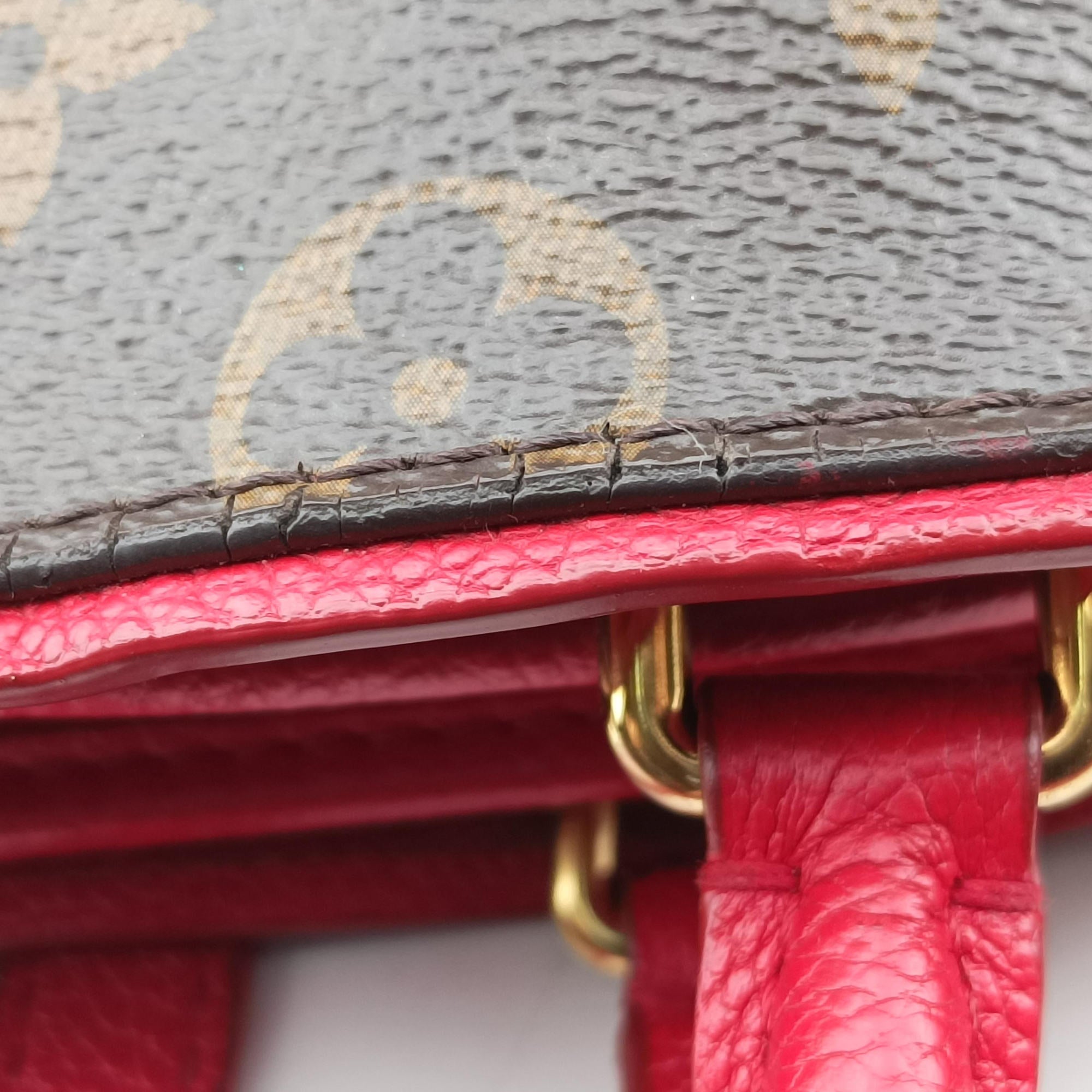 Pre-owned Louis Vuitton Popincourt PM Brown×Red Monogram canvas×calfskin leather M43433 shoulderbag | stylenewstar