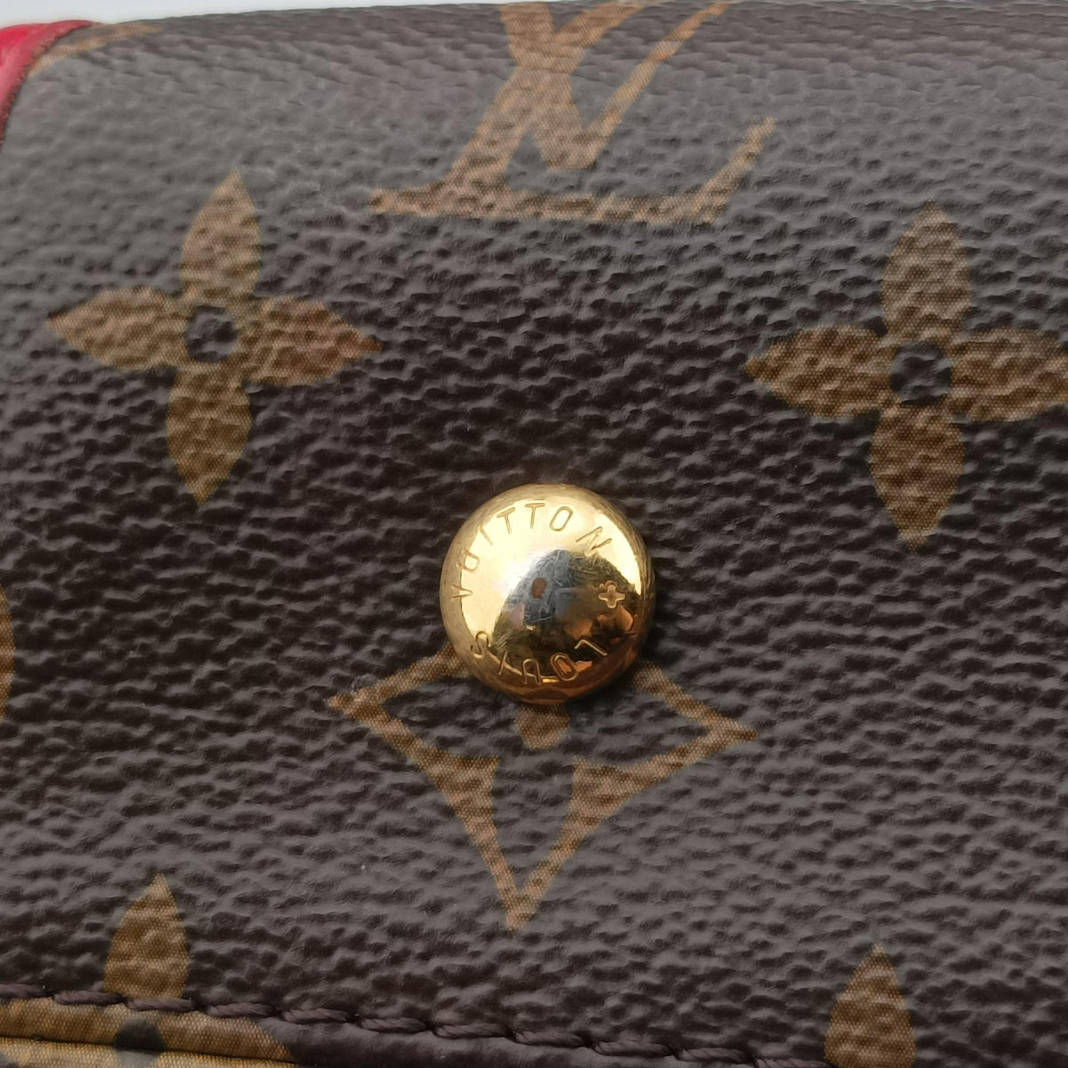 Pre-owned Louis Vuitton Popincourt PM Brown×Red Monogram canvas×calfskin leather M43433 shoulderbag | stylenewstar