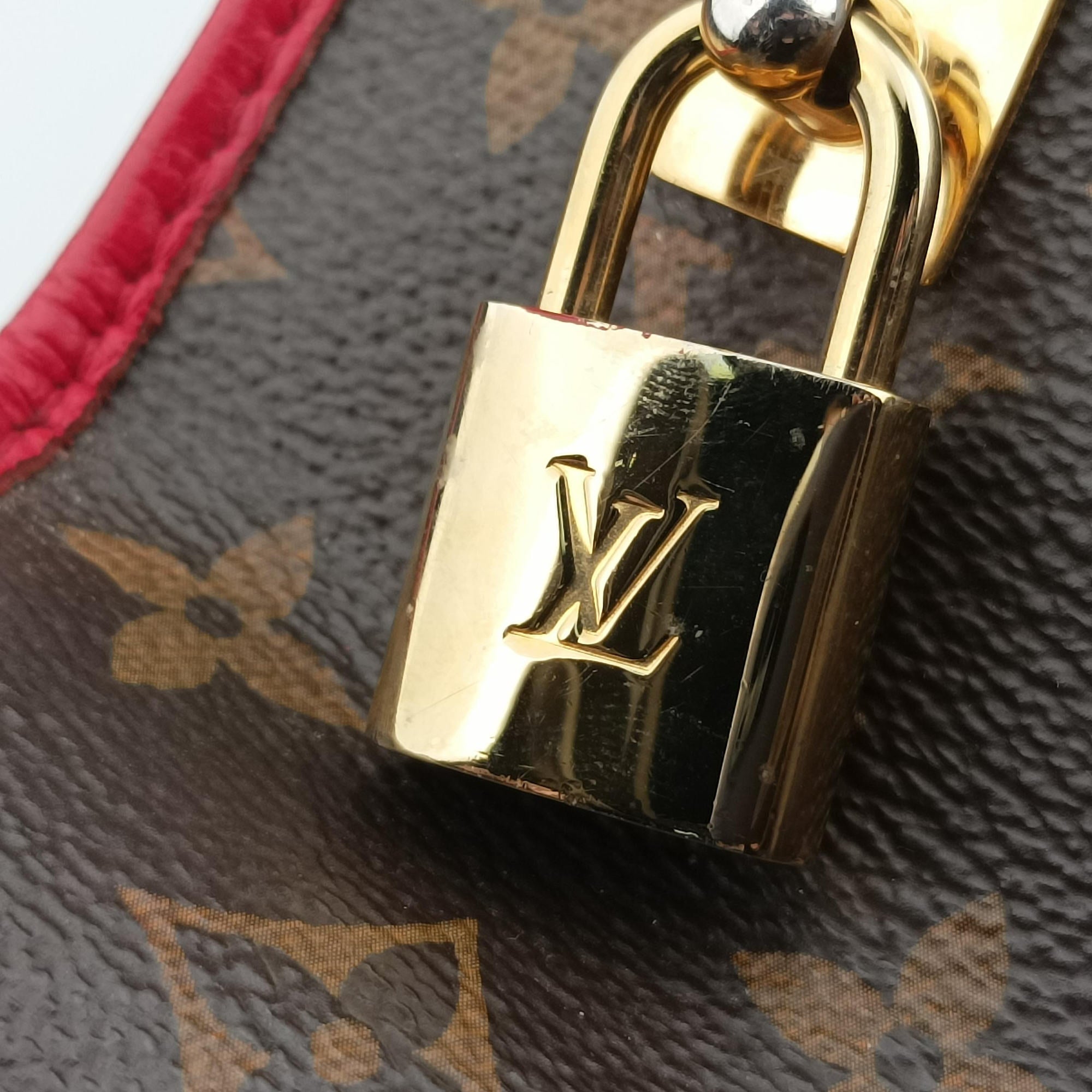 Pre-owned Louis Vuitton Popincourt PM Brown×Red Monogram canvas×calfskin leather M43433 shoulderbag | stylenewstar