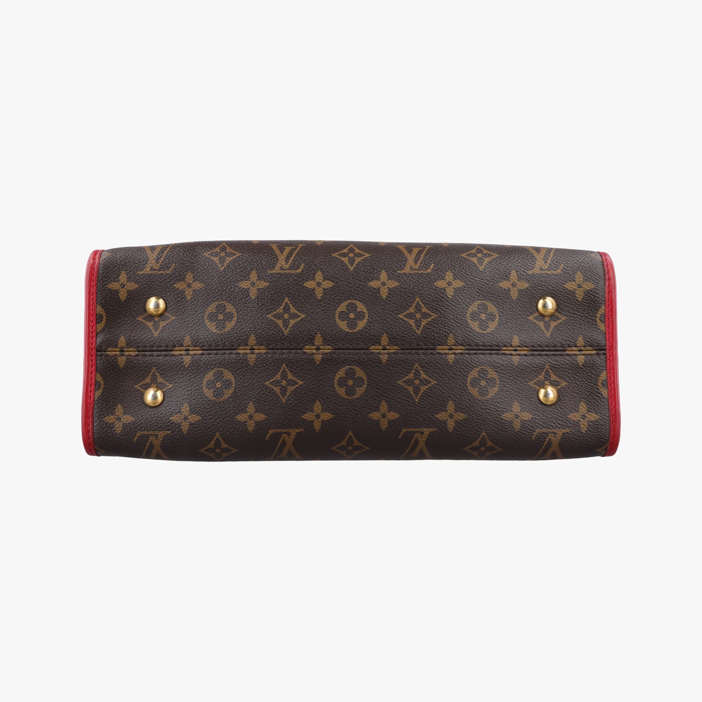 Pre-owned Louis Vuitton Popincourt PM Brown×Red Monogram canvas×calfskin leather M43433 shoulderbag | stylenewstar