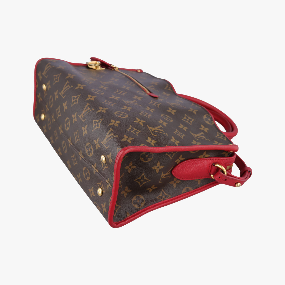 Pre-owned Louis Vuitton Popincourt PM Brown×Red Monogram canvas×calfskin leather M43433 shoulderbag | stylenewstar