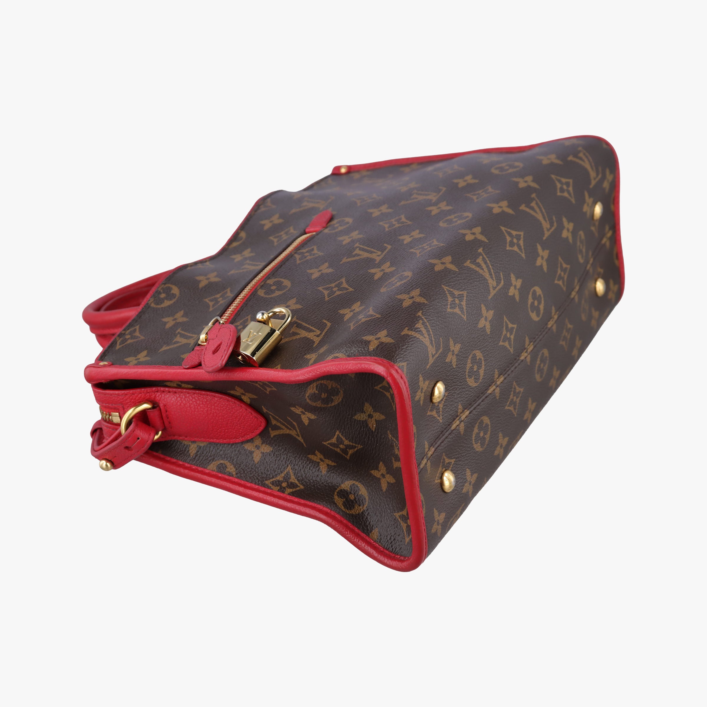 Pre-owned Louis Vuitton Popincourt PM Brown×Red Monogram canvas×calfskin leather M43433 shoulderbag | stylenewstar
