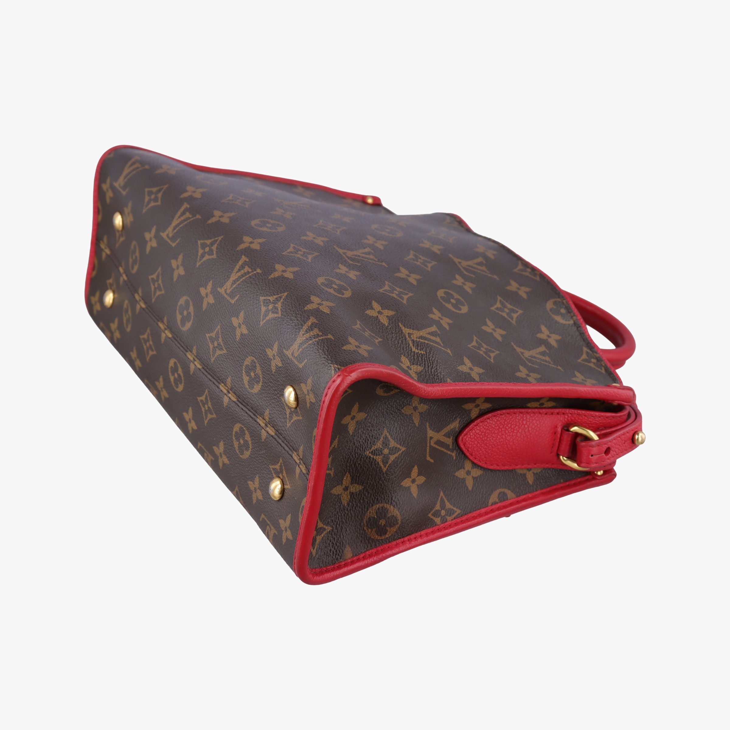 Pre-owned Louis Vuitton Popincourt PM Brown×Red Monogram canvas×calfskin leather M43433 shoulderbag | stylenewstar