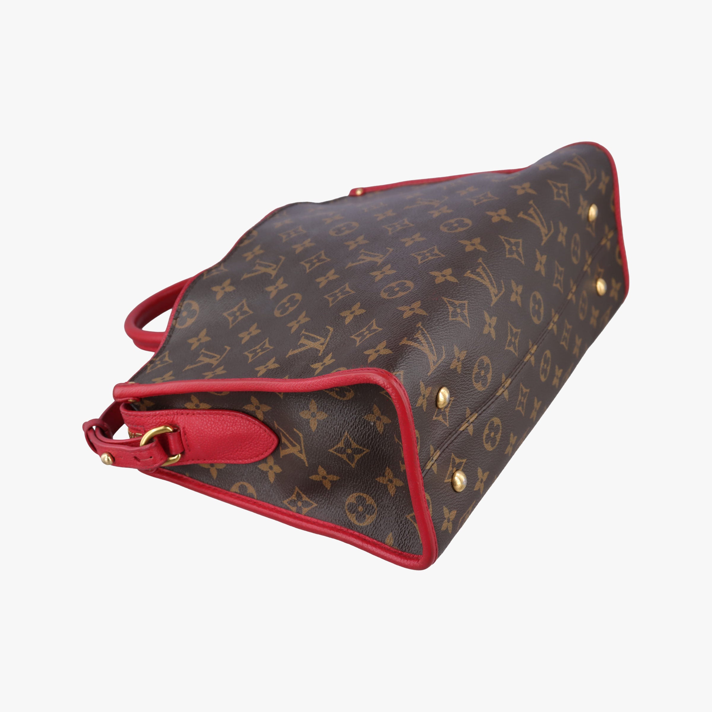 Pre-owned Louis Vuitton Popincourt PM Brown×Red Monogram canvas×calfskin leather M43433 shoulderbag | stylenewstar