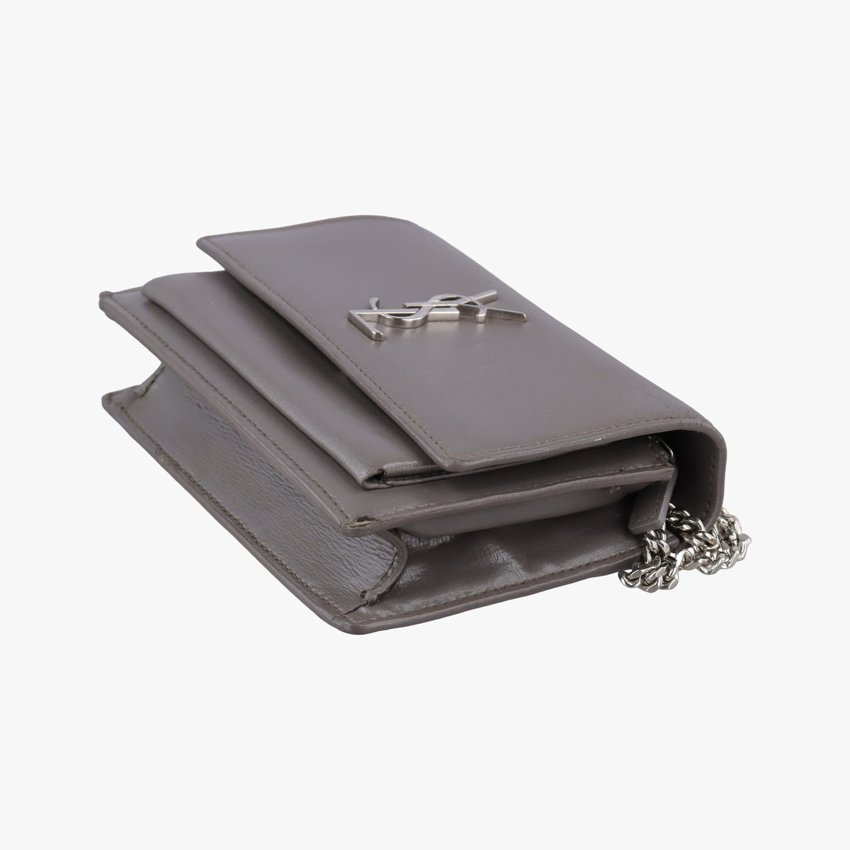 Pre-owned Yves Saint Laurent SUNSET Grey Leather 452157 shoulderbag | stylenewstar