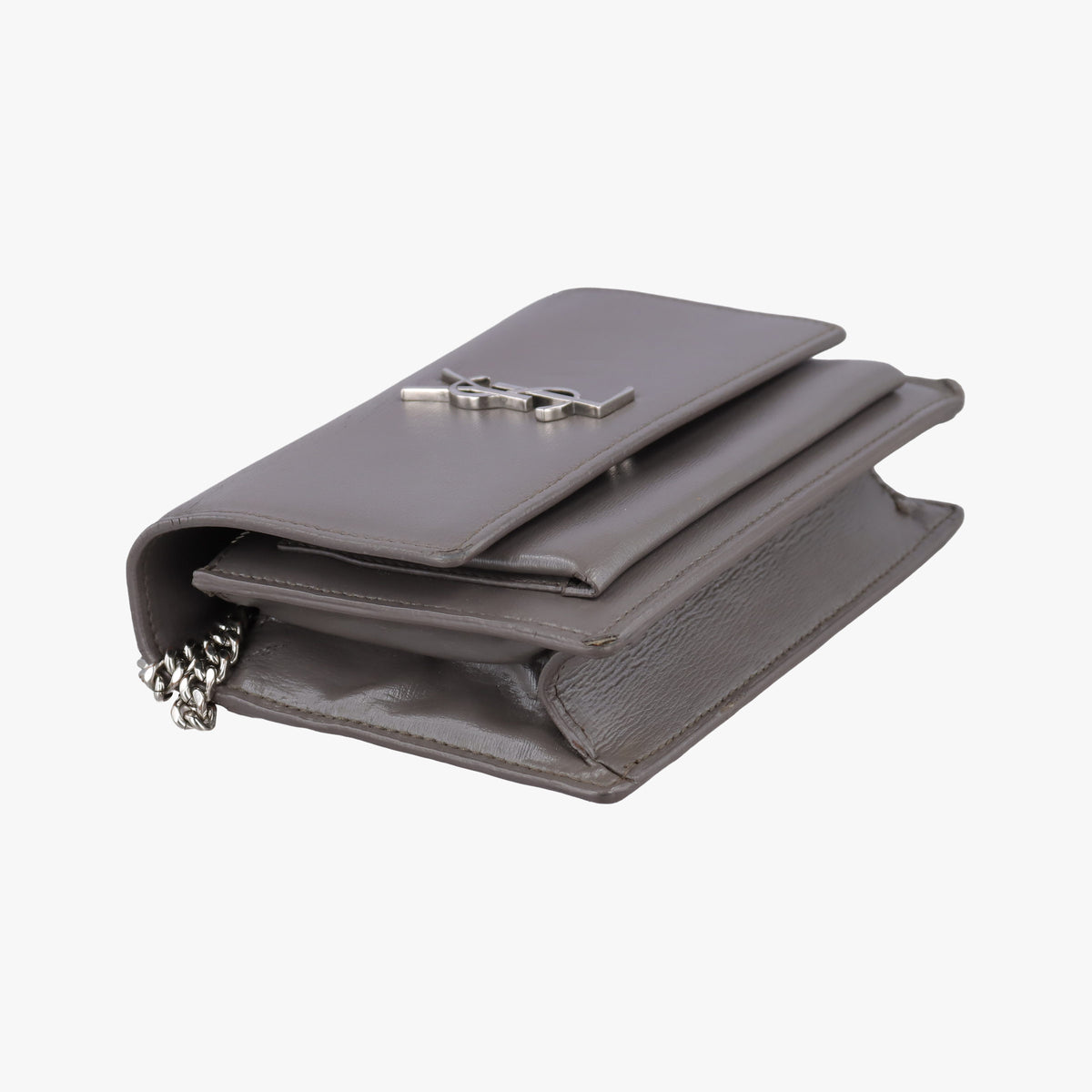 Pre-owned Yves Saint Laurent SUNSET Grey Leather 452157 shoulderbag | stylenewstar