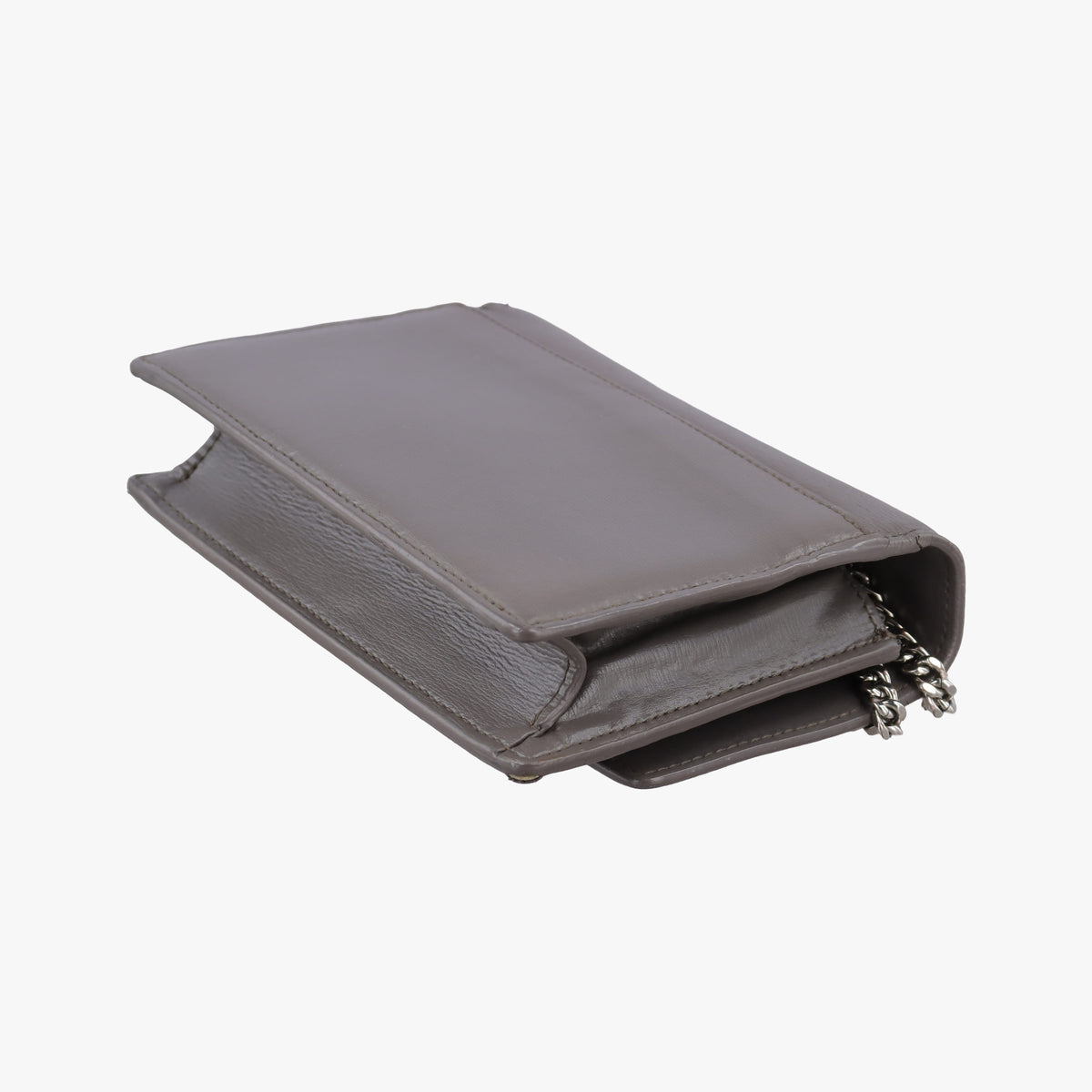 Pre-owned Yves Saint Laurent SUNSET Grey Leather 452157 shoulderbag | stylenewstar
