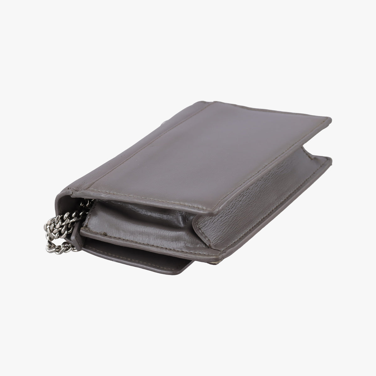 Pre-owned Yves Saint Laurent SUNSET Grey Leather 452157 shoulderbag | stylenewstar