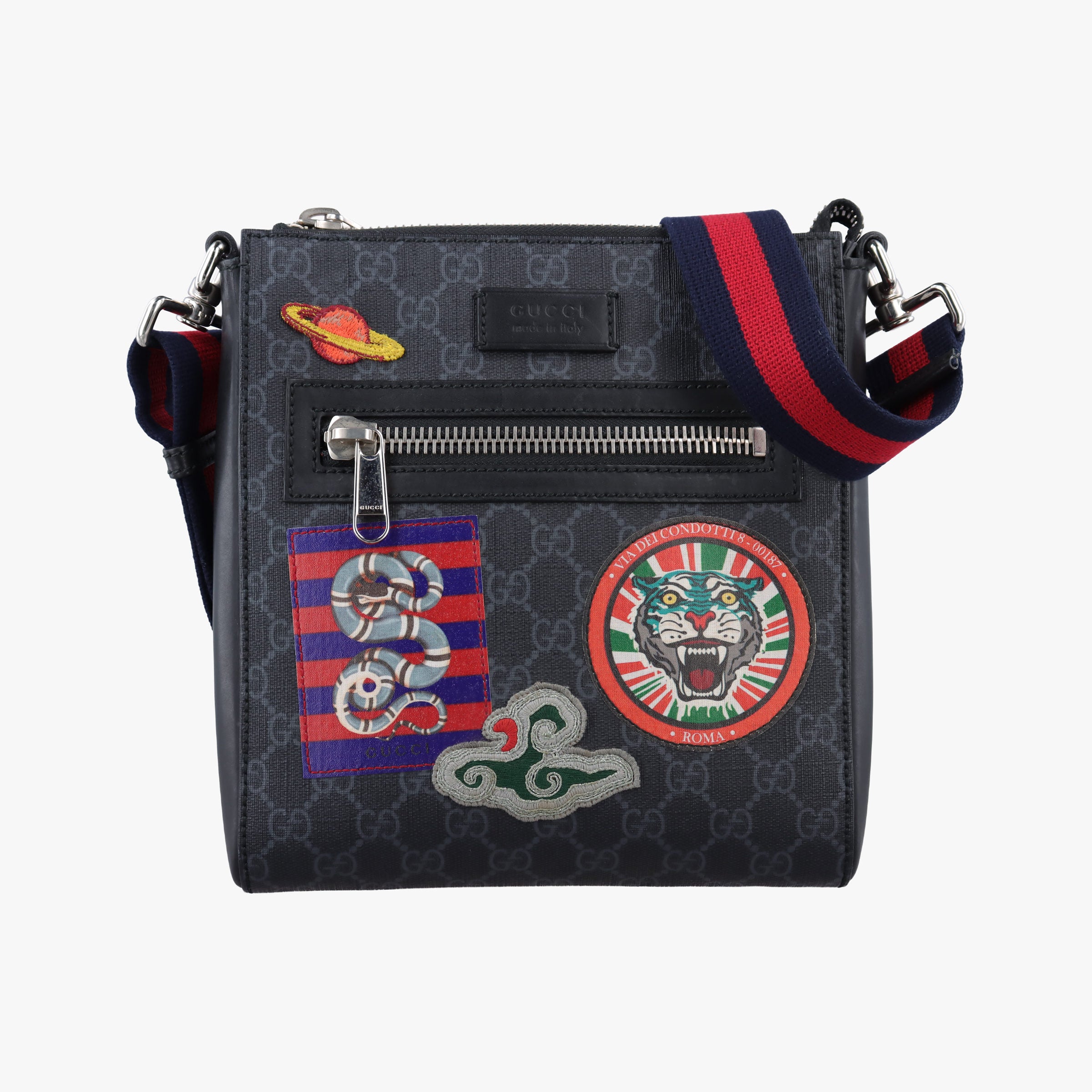 Pre-owned Gucci GG Supreme Courrier Messenger Black×Multicolour PVC coated canvas×Leather 547751 shoulderbag | stylenewstar