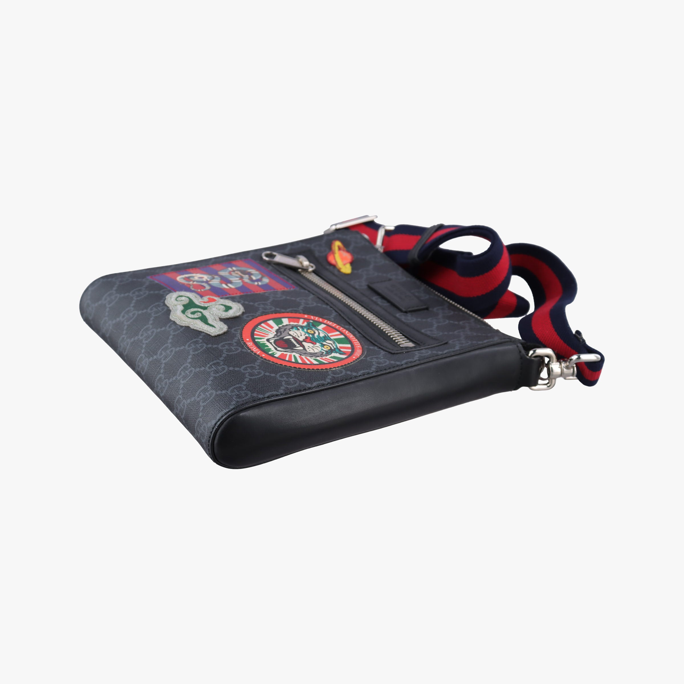 Pre-owned Gucci GG Supreme Courrier Messenger Black×Multicolour PVC coated canvas×Leather 547751 shoulderbag | stylenewstar