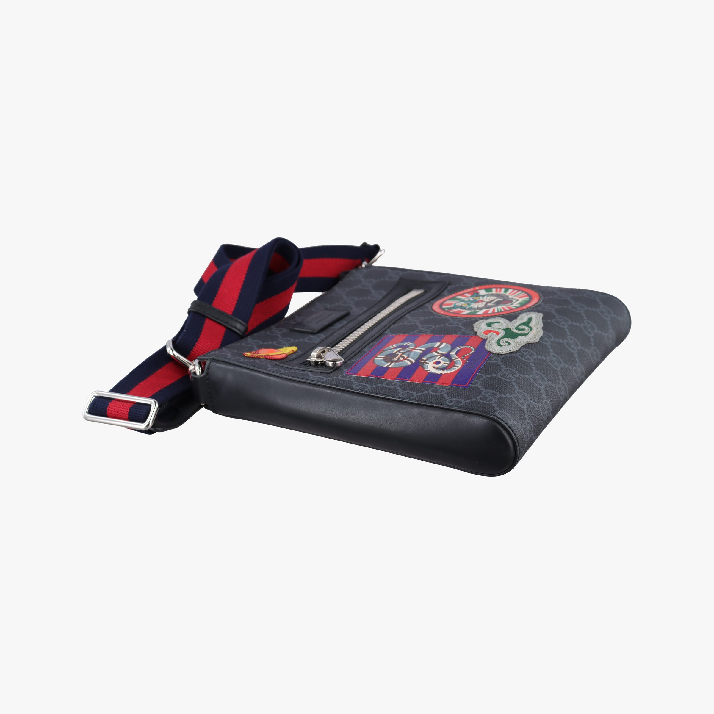 Pre-owned Gucci GG Supreme Courrier Messenger Black×Multicolour PVC coated canvas×Leather 547751 shoulderbag | stylenewstar