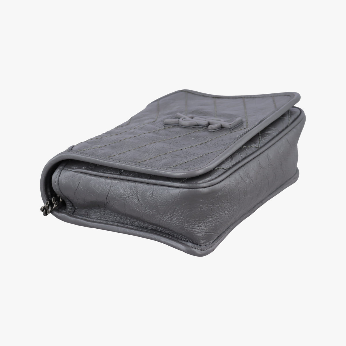 Pre-owned Yves Saint Laurent Niki Grey Leather 583103 shoulderbag | stylenewstar