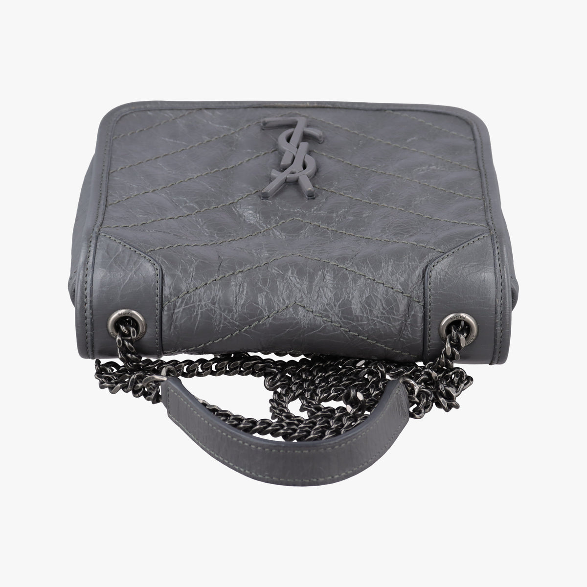 Pre-owned Yves Saint Laurent Niki Grey Leather 583103 shoulderbag | stylenewstar