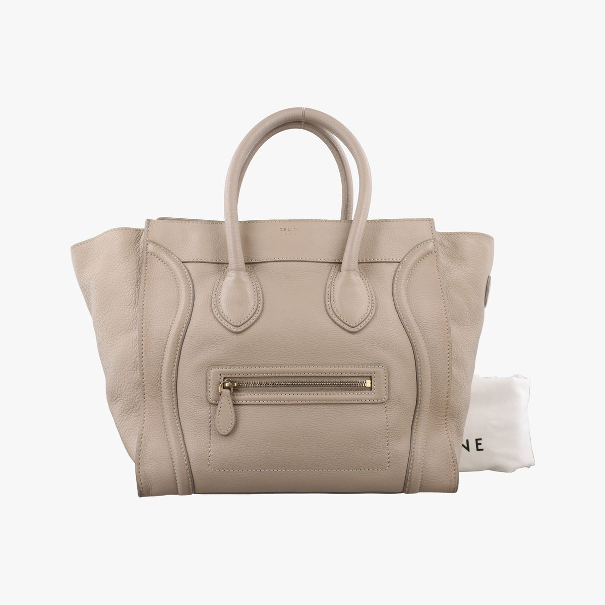 Pre-owned Celine luggage mini shopper Beige Leather  handbag | stylenewstar