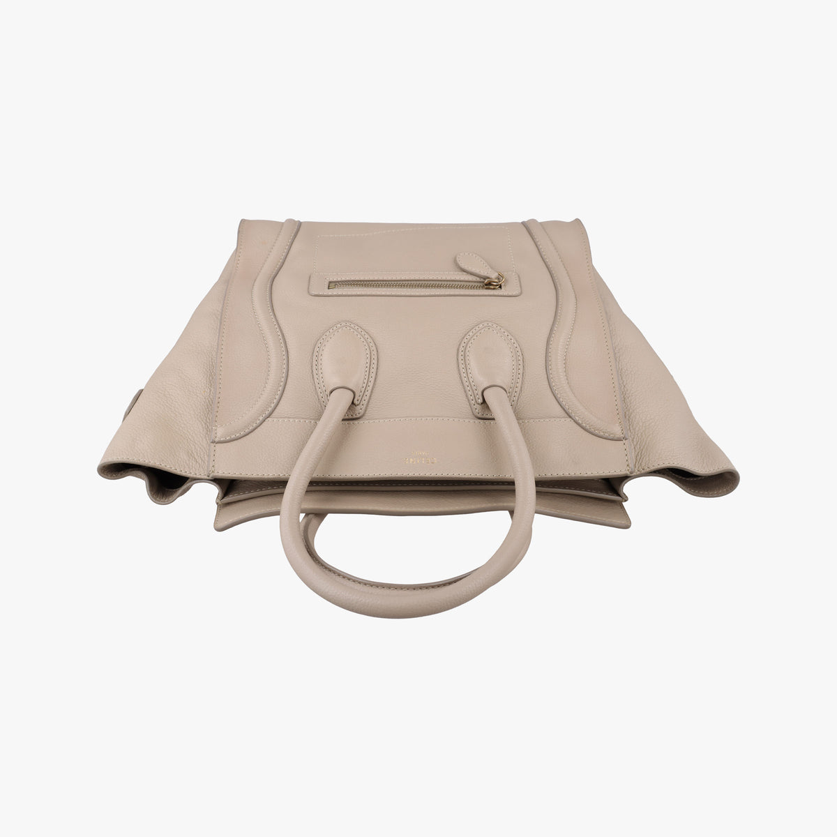Pre-owned Celine luggage mini shopper Beige Leather  handbag | stylenewstar