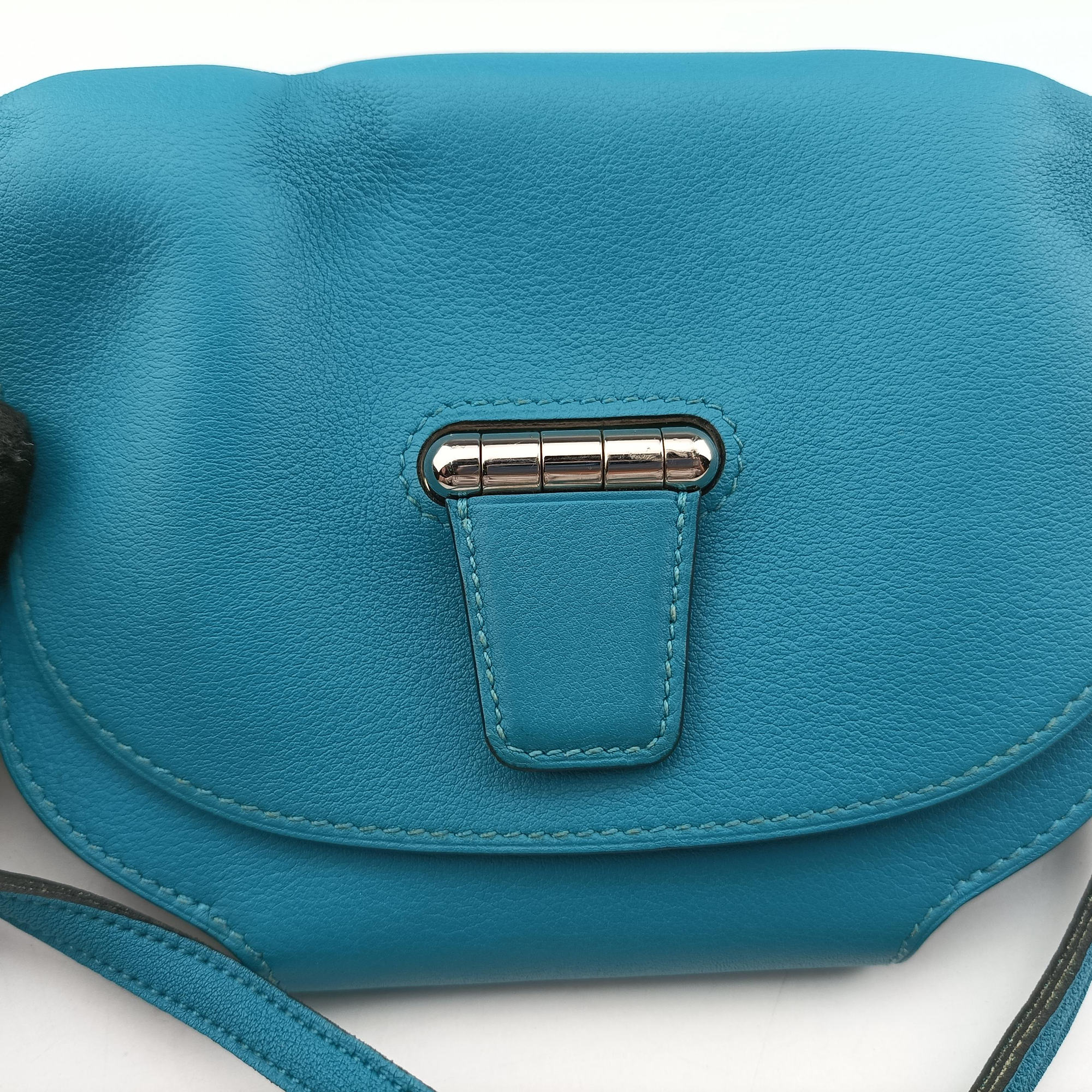 Pre-owned Hermes Convoyeur Blue Leather  shoulderbag | stylenewstar