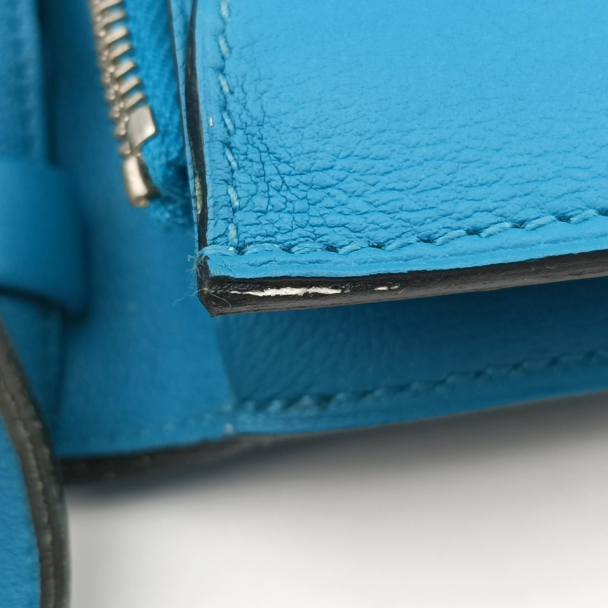 Pre-owned Hermes Convoyeur Blue Leather  shoulderbag | stylenewstar