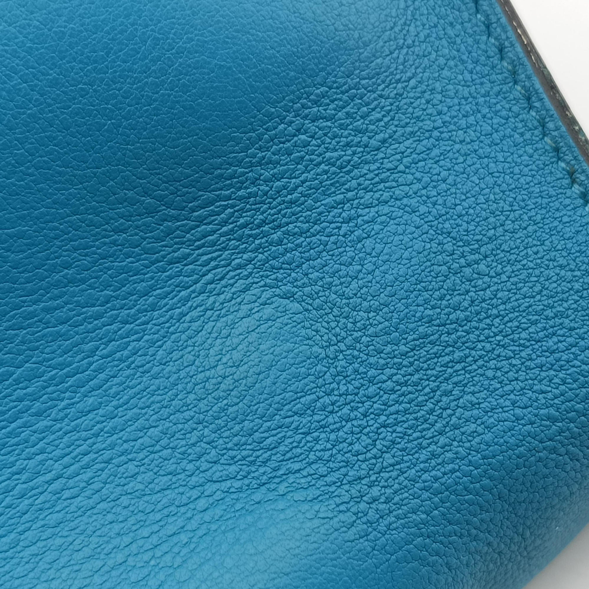 Pre-owned Hermes Convoyeur Blue Leather  shoulderbag | stylenewstar