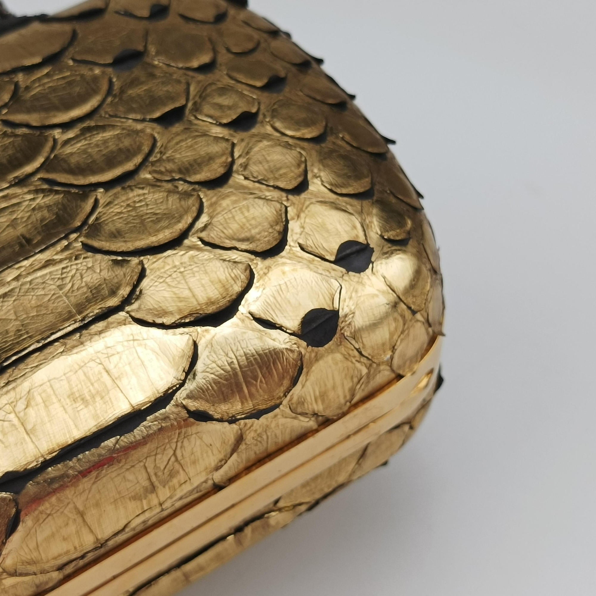 Pre-owned Alexander McQueen Skull box Golden Python  clutchbag | stylenewstar