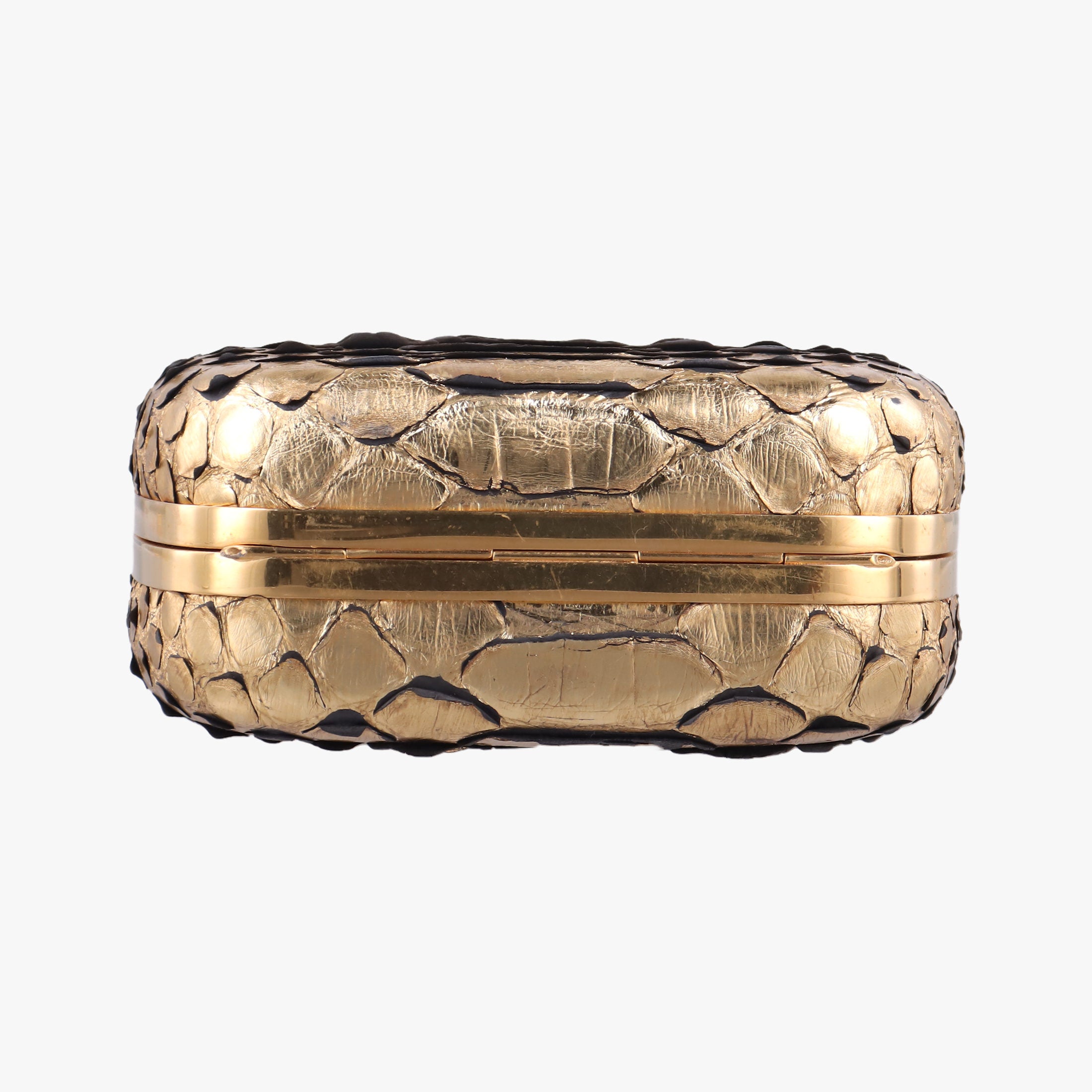 Pre-owned Alexander McQueen Skull box Golden Python  clutchbag | stylenewstar