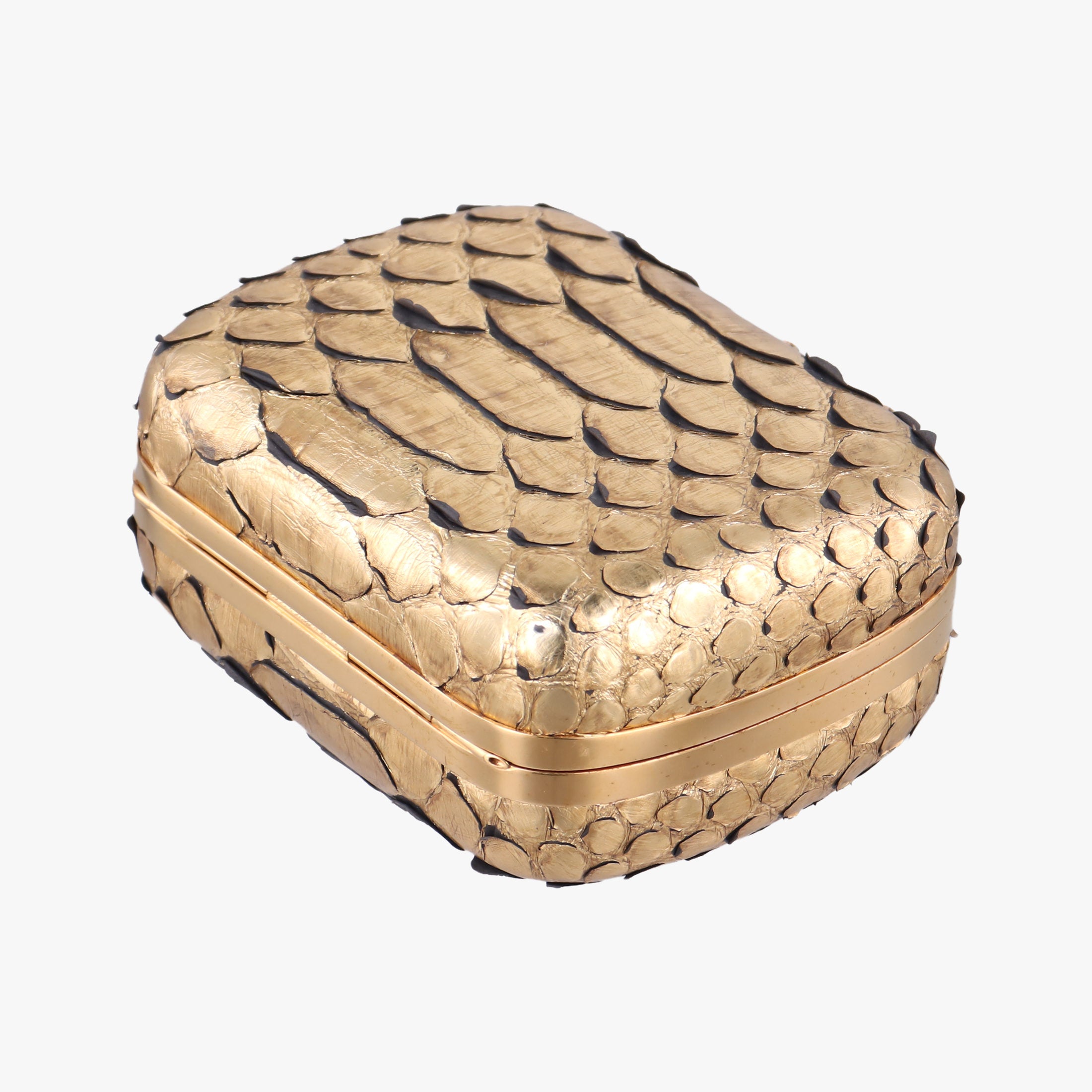 Pre-owned Alexander McQueen Skull box Golden Python  clutchbag | stylenewstar