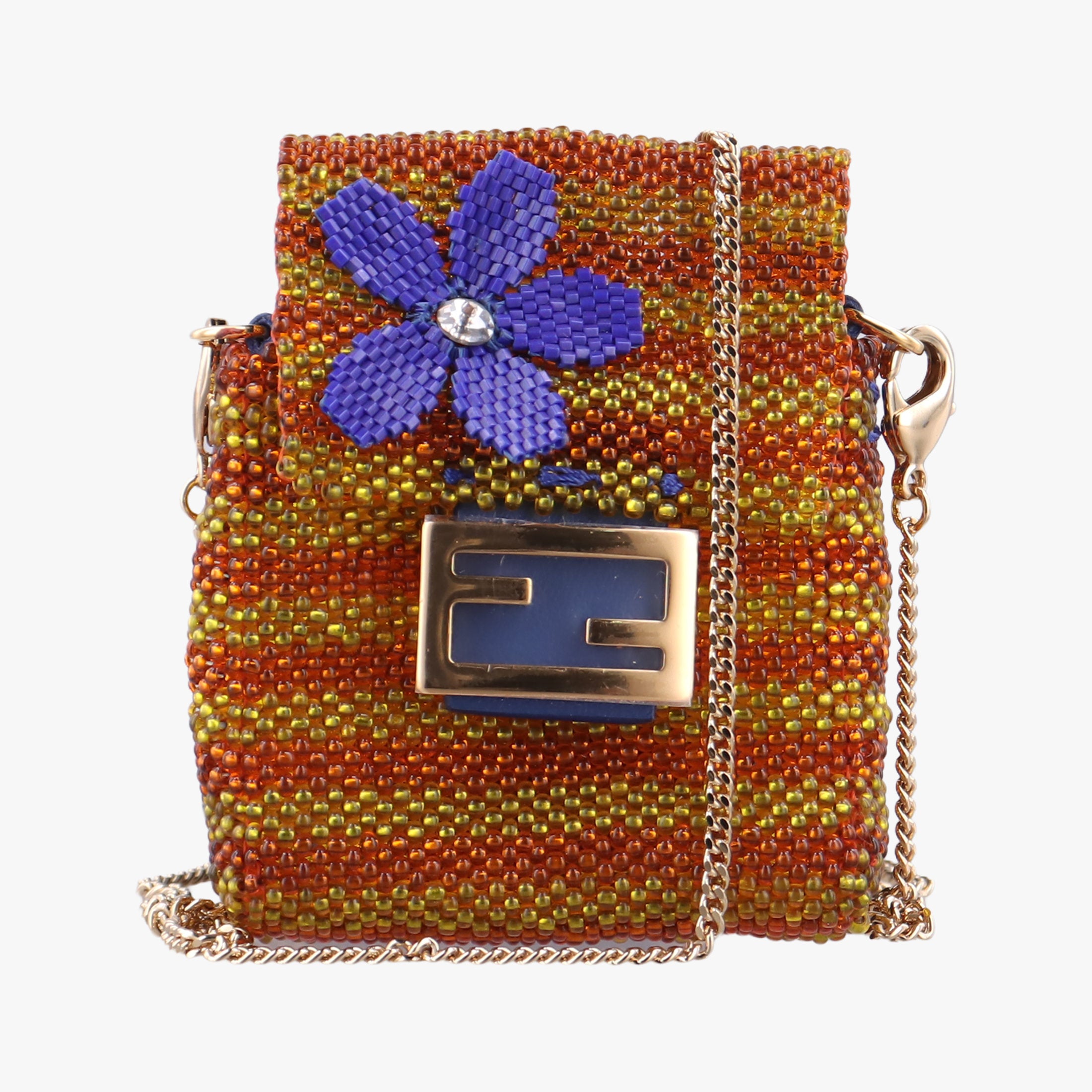Pre-owned Fendi AirPods case Mini Pico Baguette Orange Beaded  shoulderbag | stylenewstar