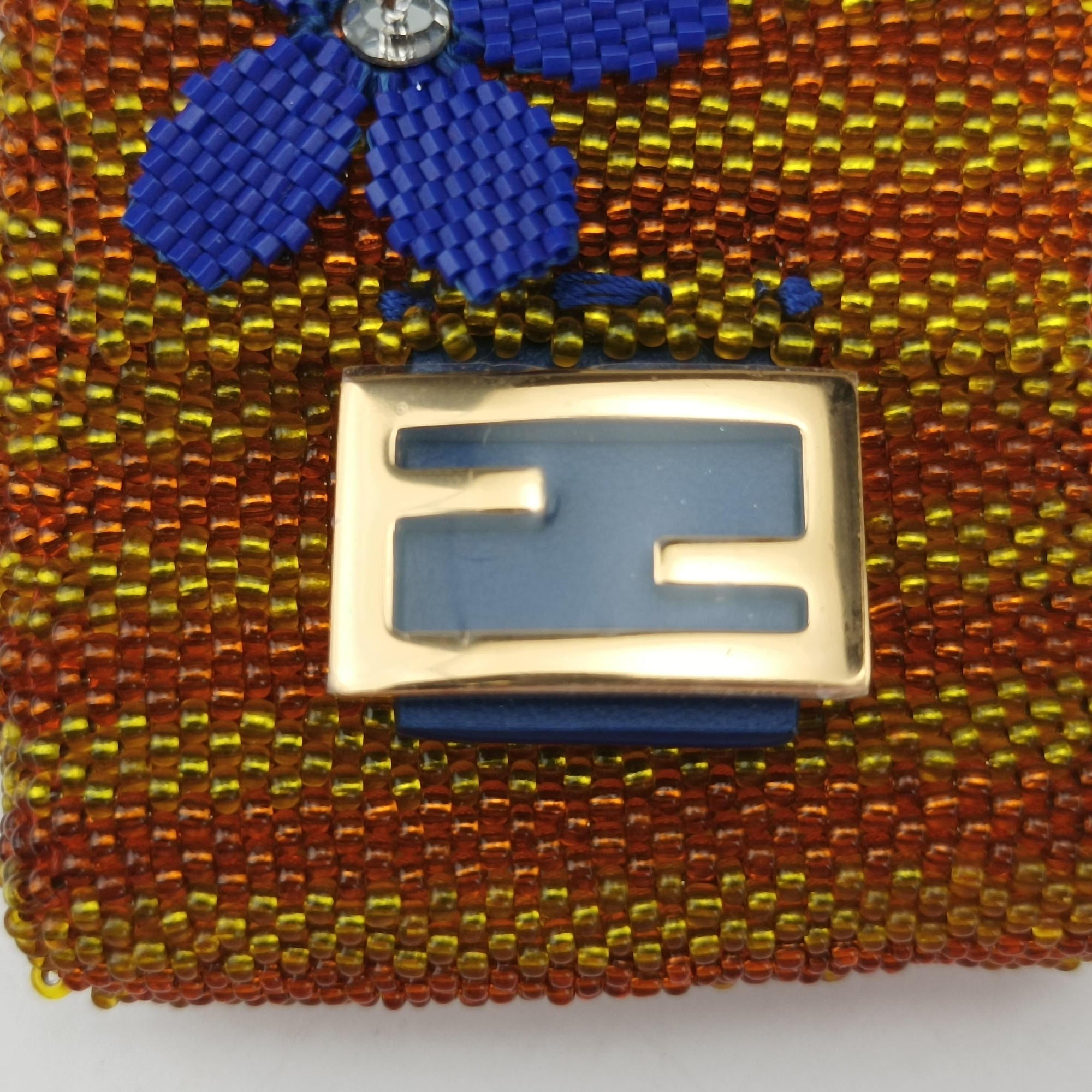 Pre-owned Fendi AirPods case Mini Pico Baguette Orange Beaded  shoulderbag | stylenewstar