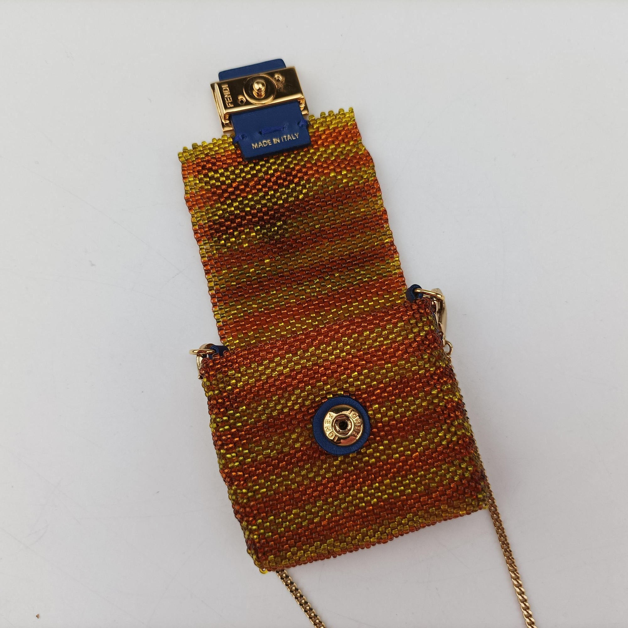 Pre-owned Fendi AirPods case Mini Pico Baguette Orange Beaded  shoulderbag | stylenewstar