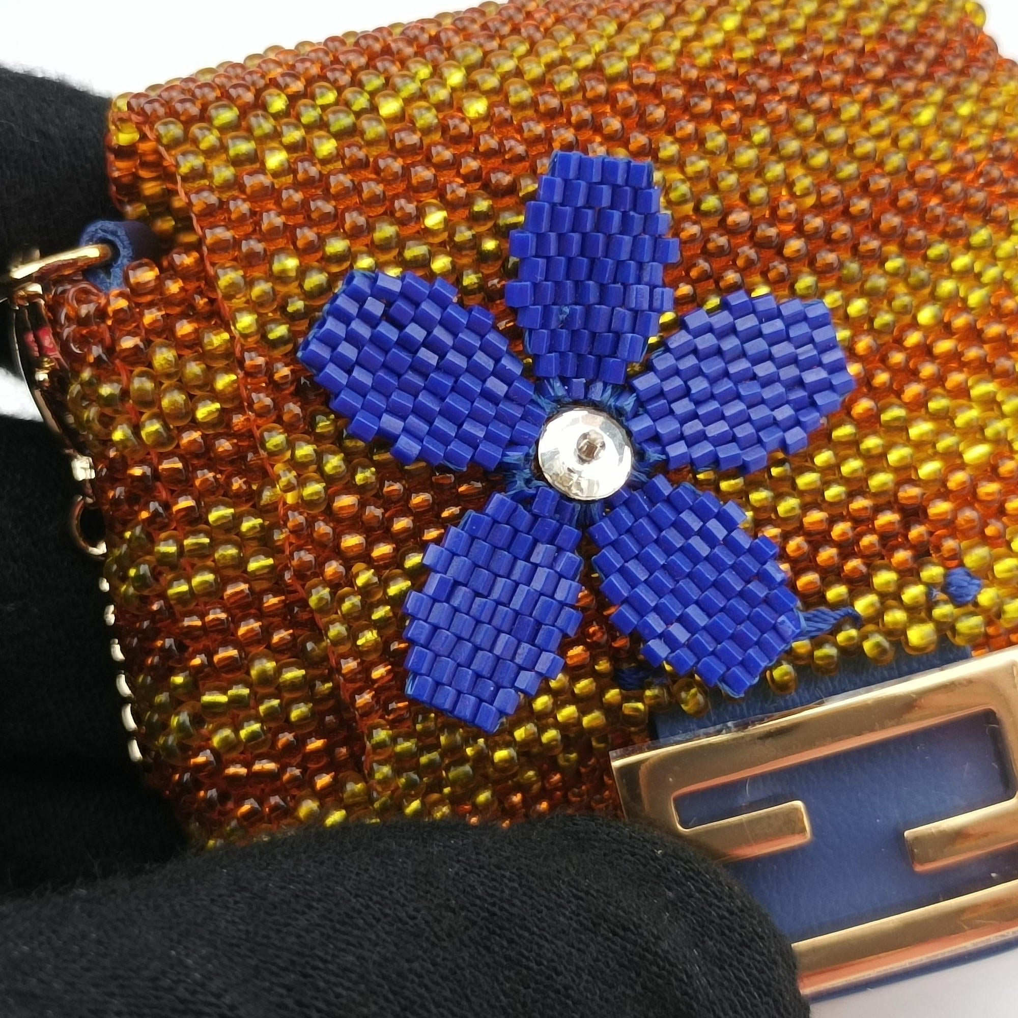 Pre-owned Fendi AirPods case Mini Pico Baguette Orange Beaded  shoulderbag | stylenewstar