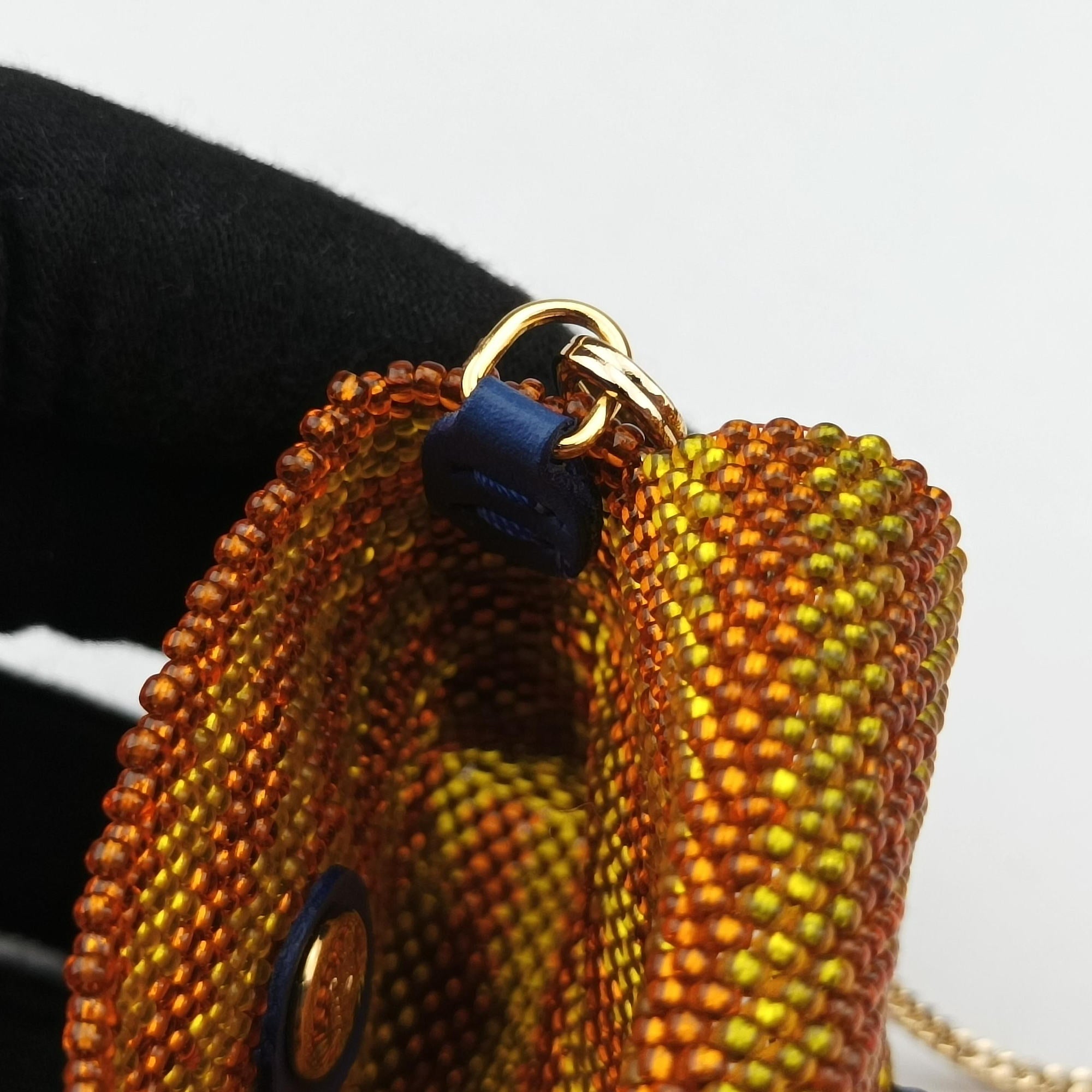 Pre-owned Fendi AirPods case Mini Pico Baguette Orange Beaded  shoulderbag | stylenewstar