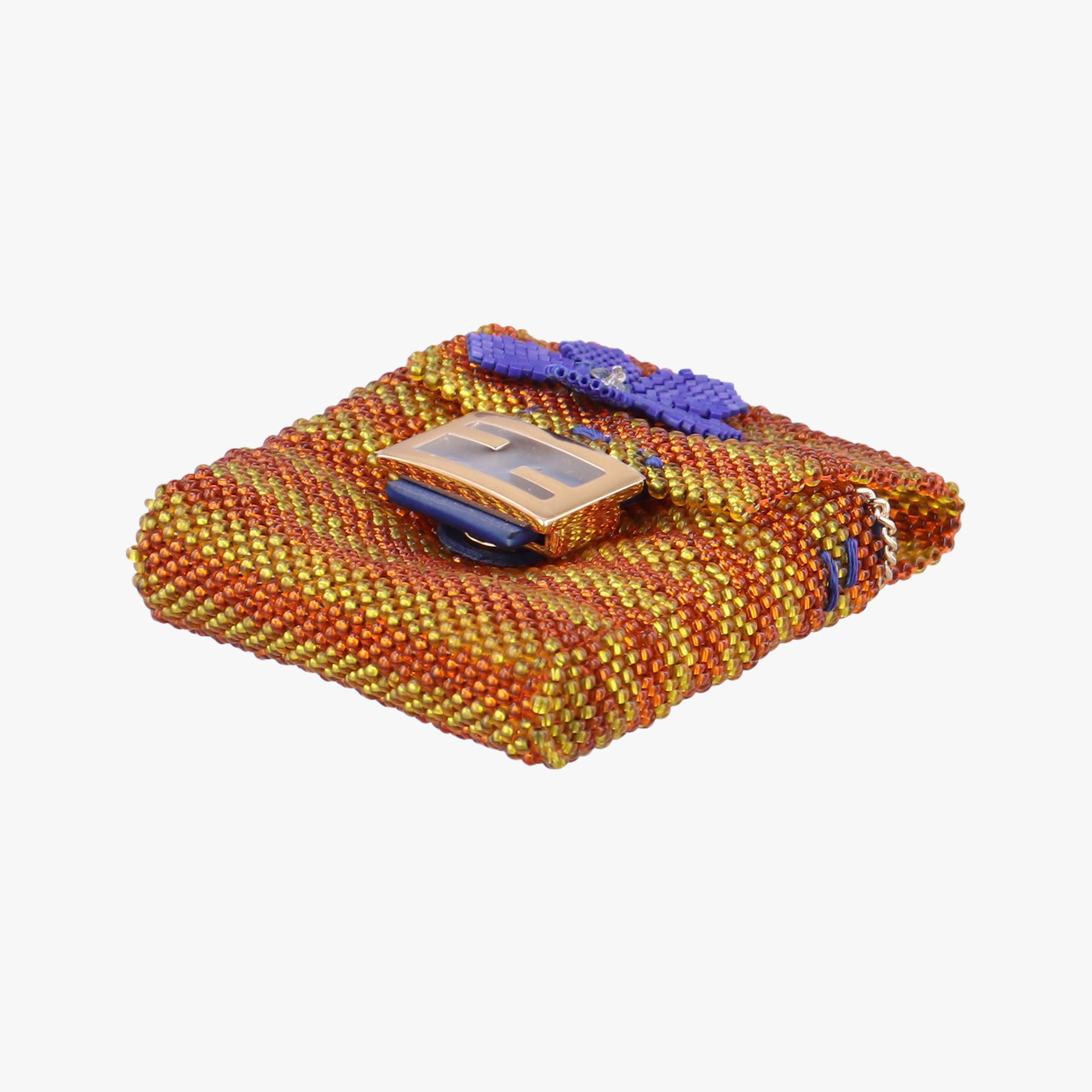 Pre-owned Fendi AirPods case Mini Pico Baguette Orange Beaded  shoulderbag | stylenewstar