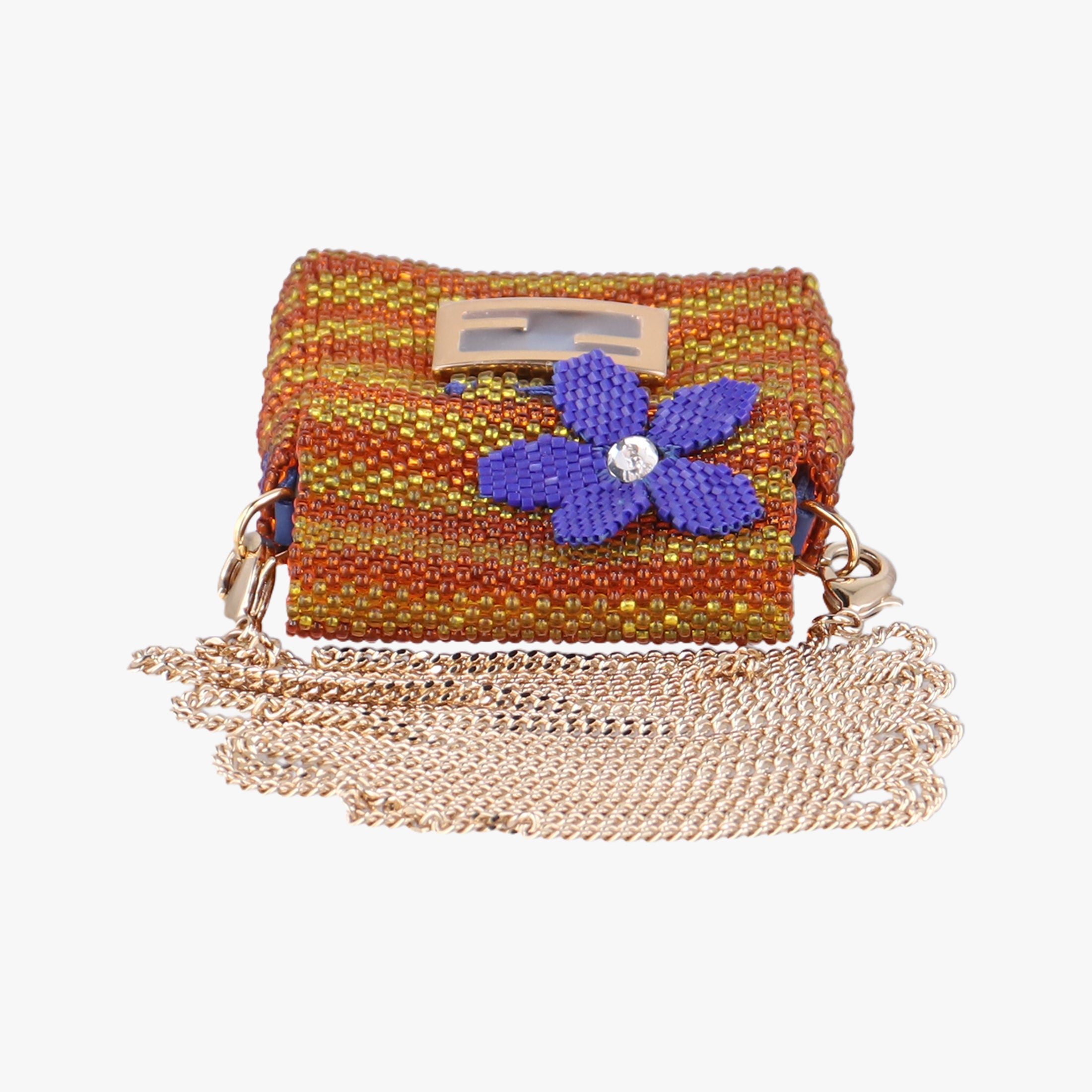 Pre-owned Fendi AirPods case Mini Pico Baguette Orange Beaded  shoulderbag | stylenewstar